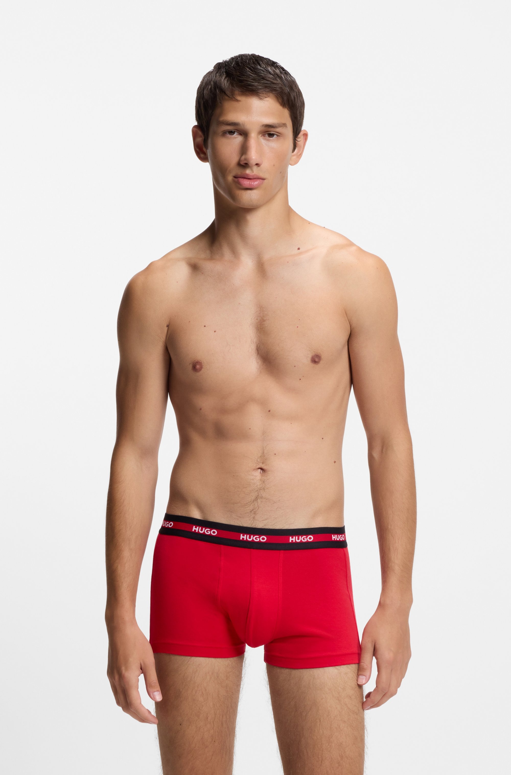 HUGO Underwear Trunk Packung, 3 Stk. aus Stretch-Baumwolle mit Logo am Bund günstig online kaufen