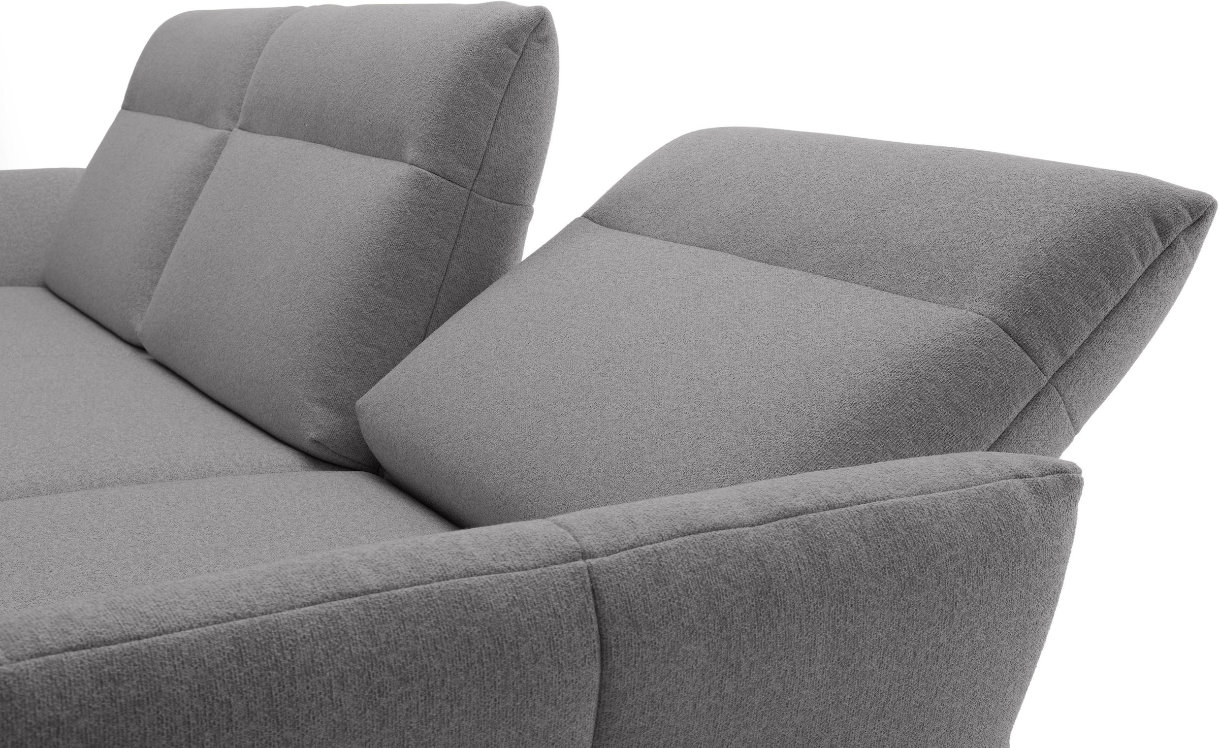 Creation BY ROLF BENZ Ecksofa »CR.460 Designsofa mit verstellbarer Rückenlehne, hochwertig & bequem« Sockel in Eiche, Alugussfüße in umbragrau, Breite 298 cm
