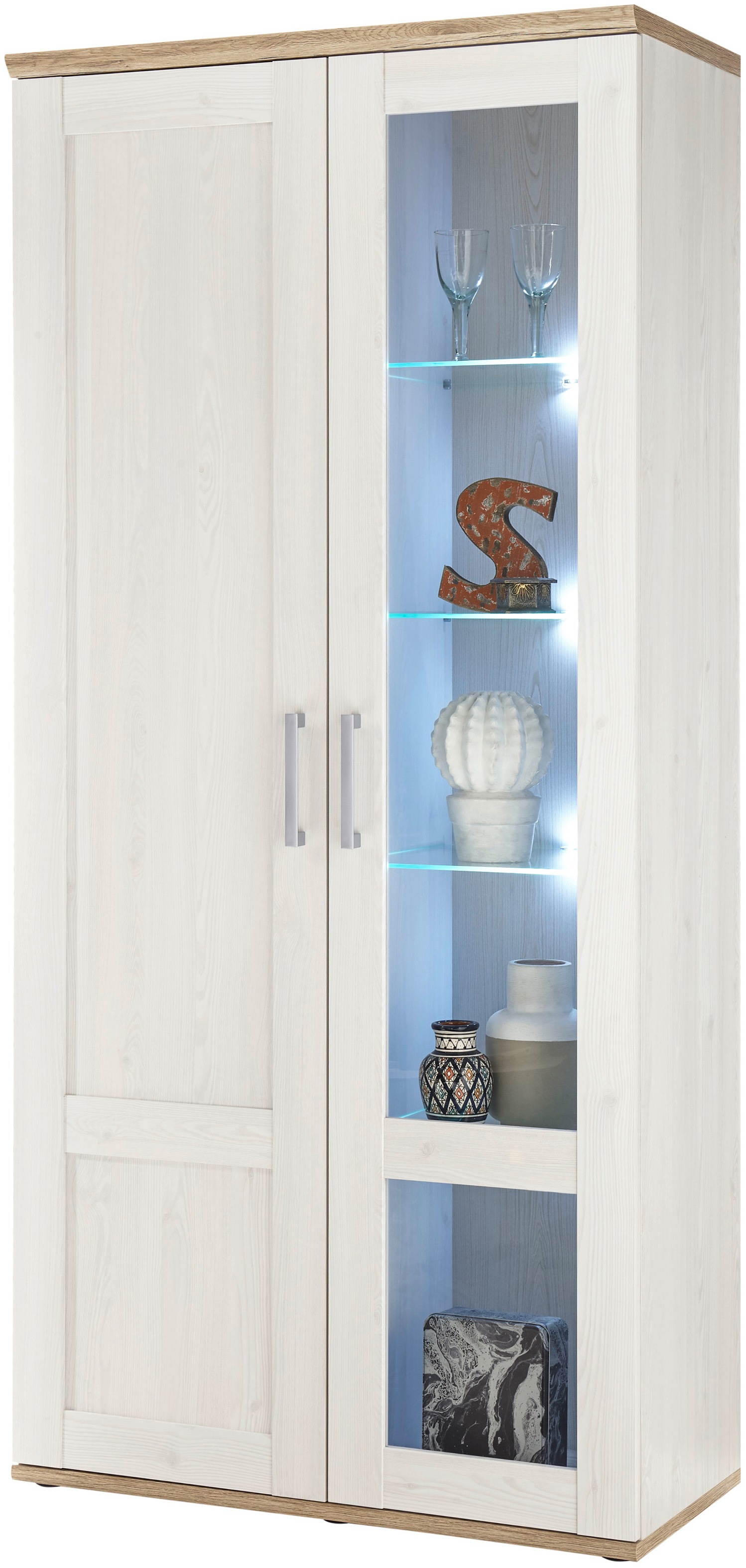 HBZ Vitrine »Romance«, (1 St.), mit LED-Beleuchtung, Vitrinenschrank im Landhausstil