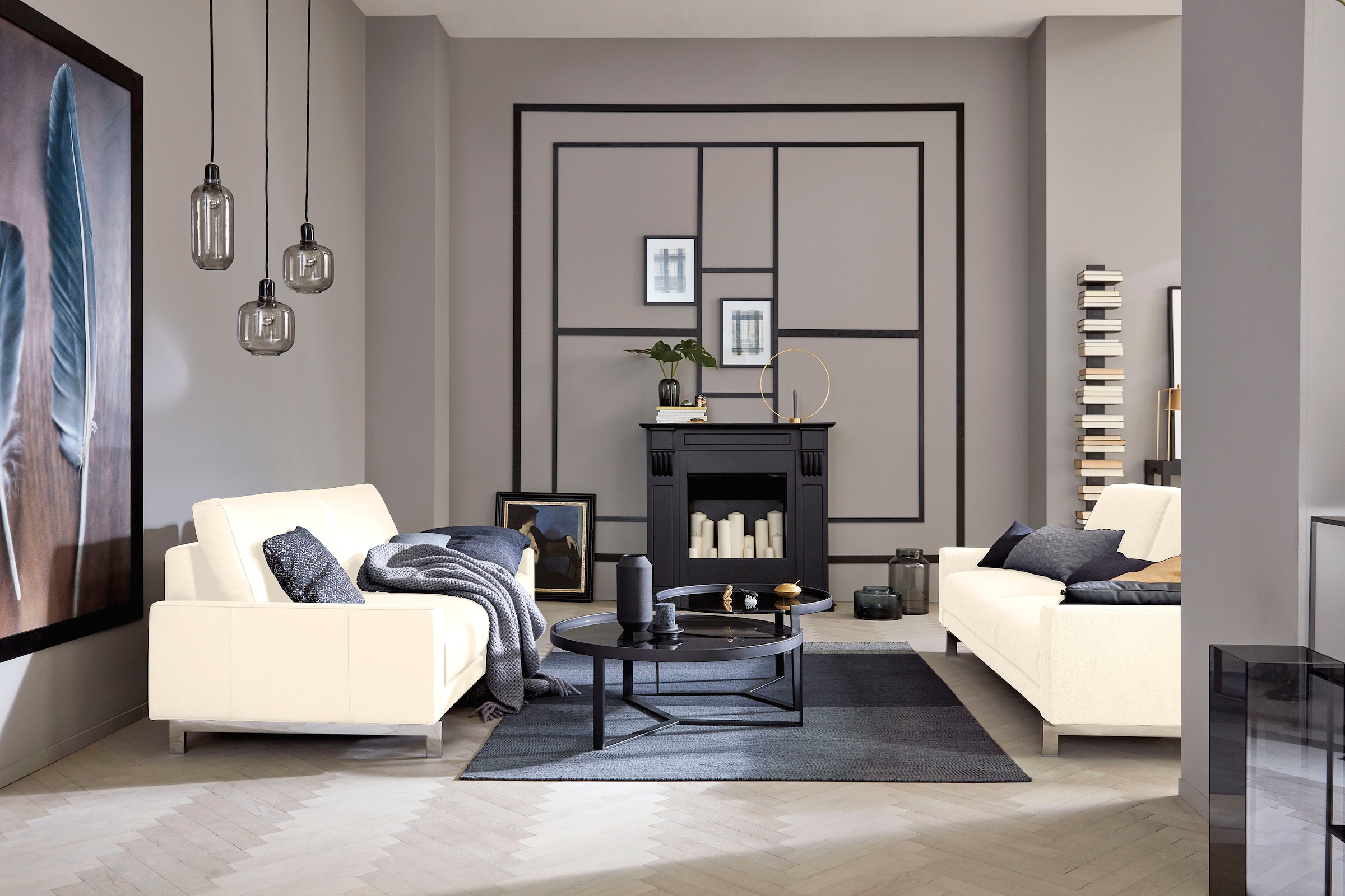 Creation BY ROLF BENZ 2-Sitzer »CR.450, Designsofa, Loungesofa«, Armlehne niedrig, Fuß chromfarben glänzend, Breite 164 cm