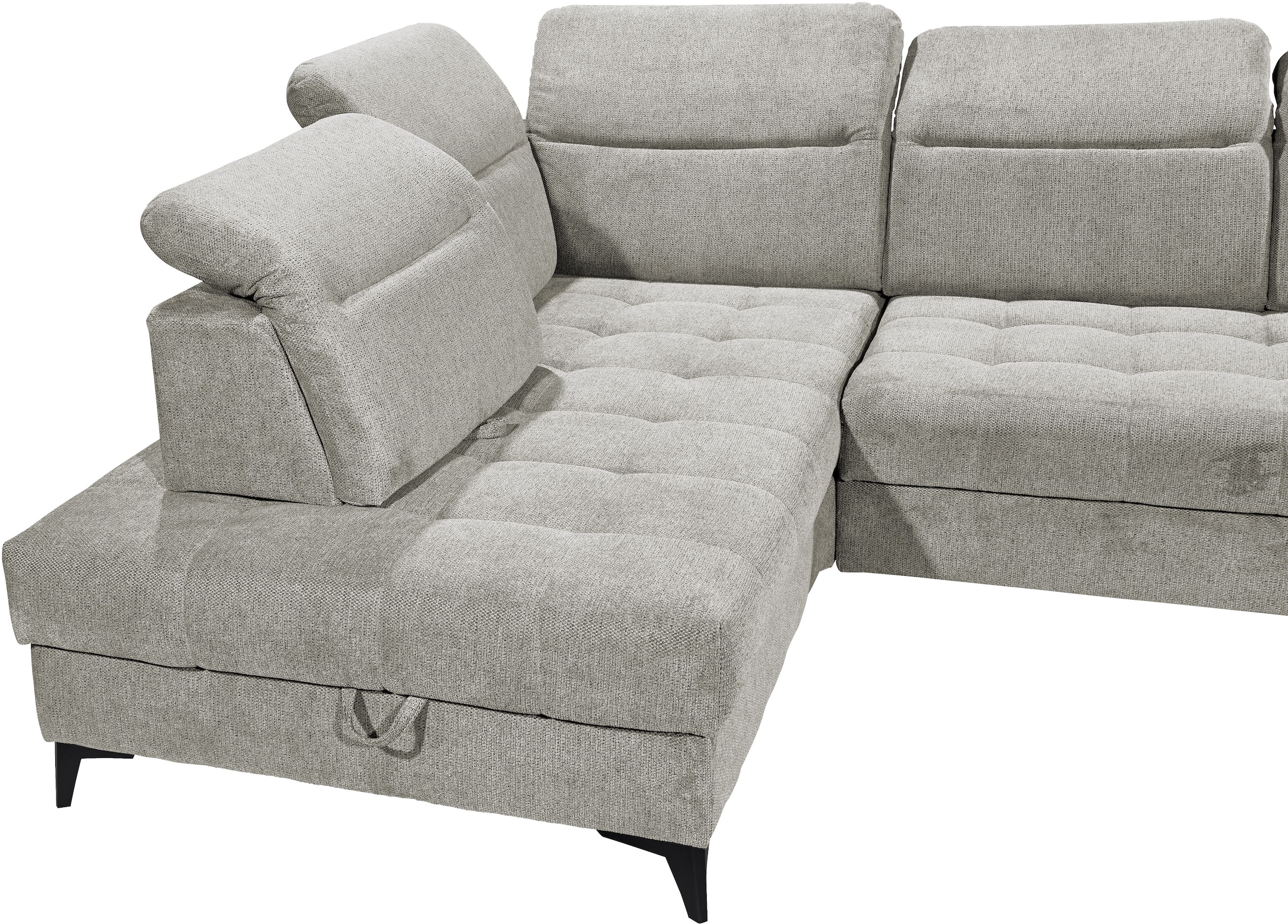 ED EXCITING DESIGN Ecksofa »Rockdale L-Form mit Bettfunktion, Bettkasten«, Kopfteilverstellung, Sitztiefenverstellung & USB-Port