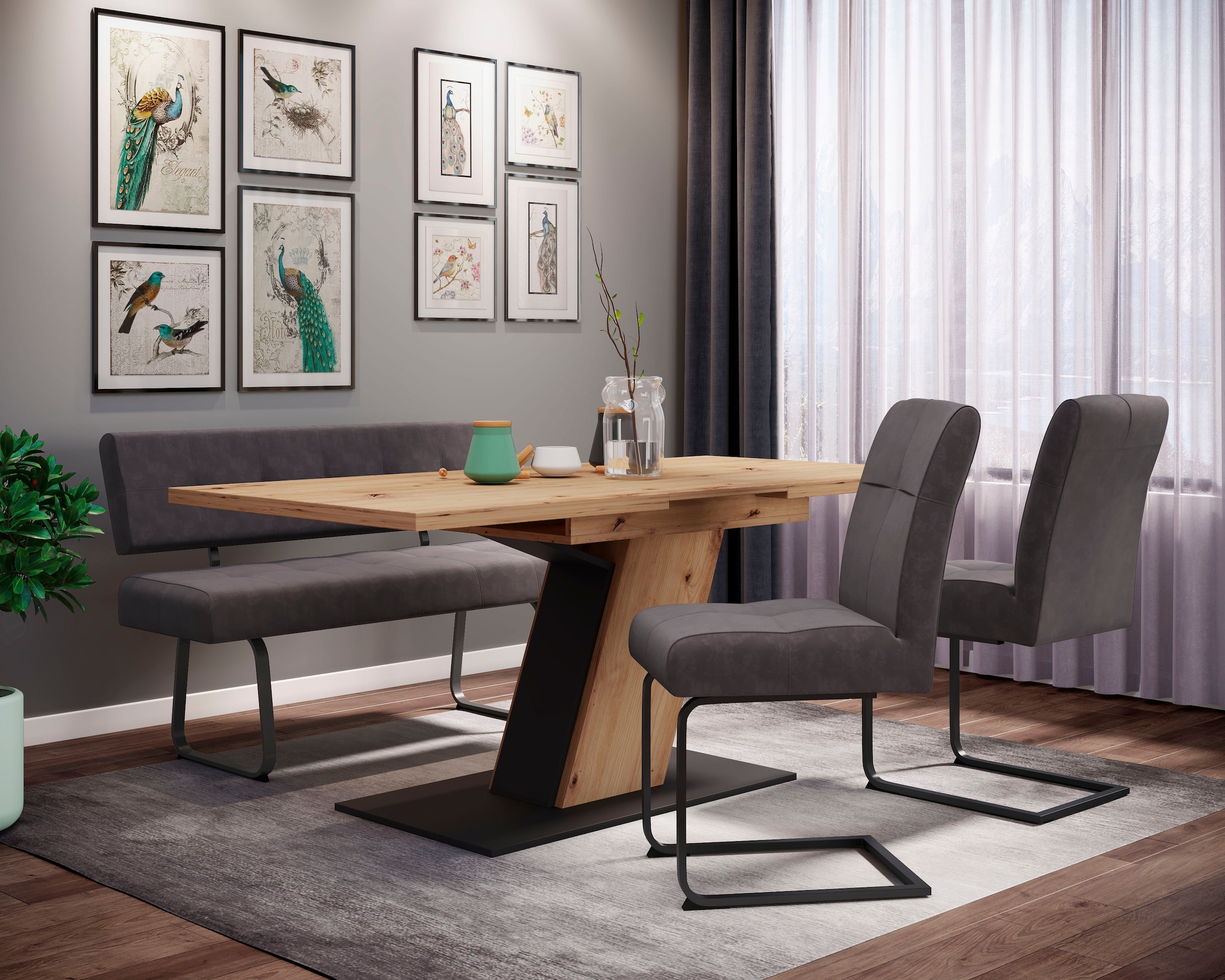 HELA Essgruppe "Luise I G Tisch Sitzbank Stühle" Set, 4 Stk. tlg. Ausziehti günstig online kaufen