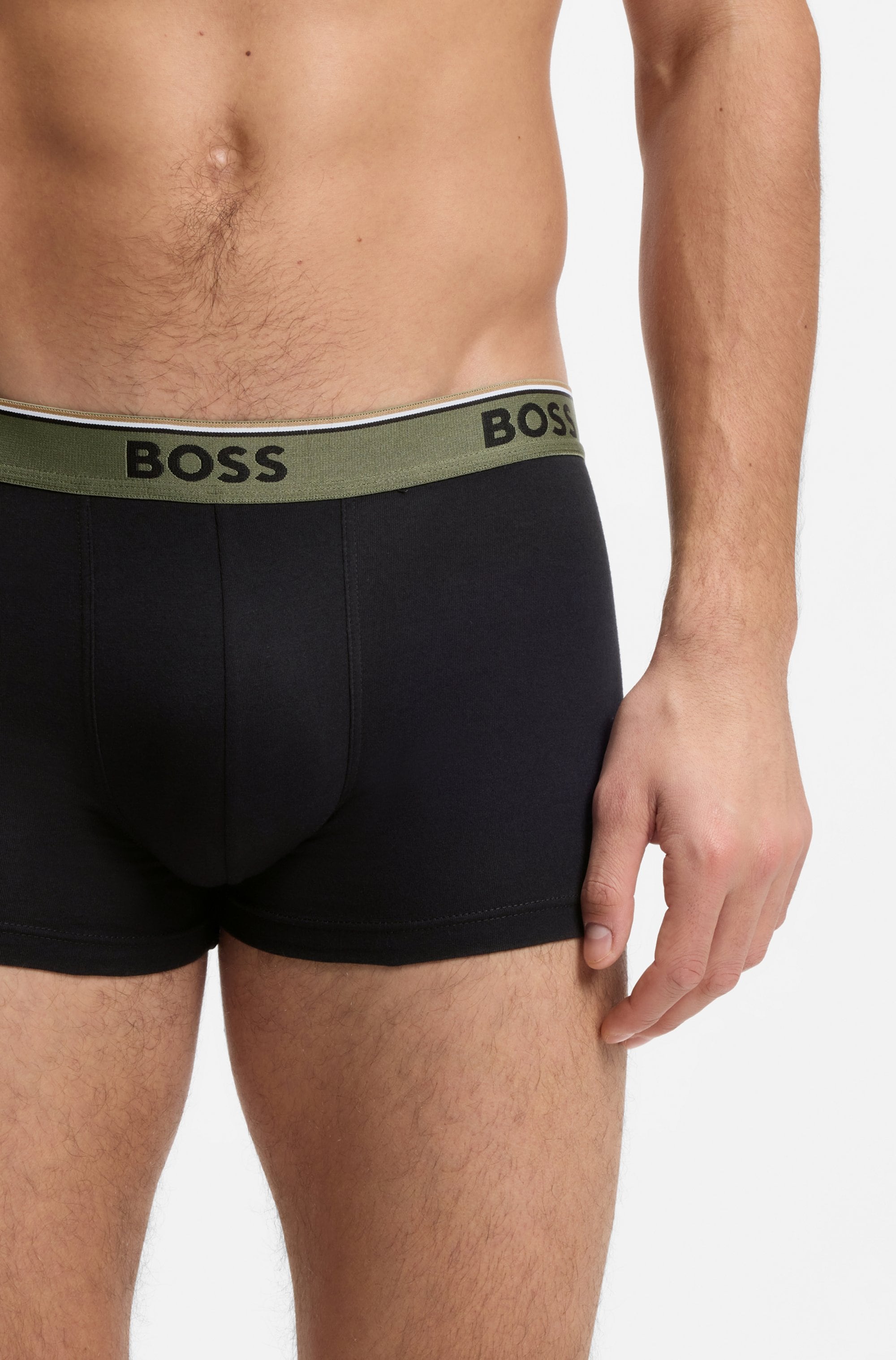 BOSS Packung, 3 Stk. aus Stretch-Baumwolle mit Logo-Bund, mittlere Bundhöhe