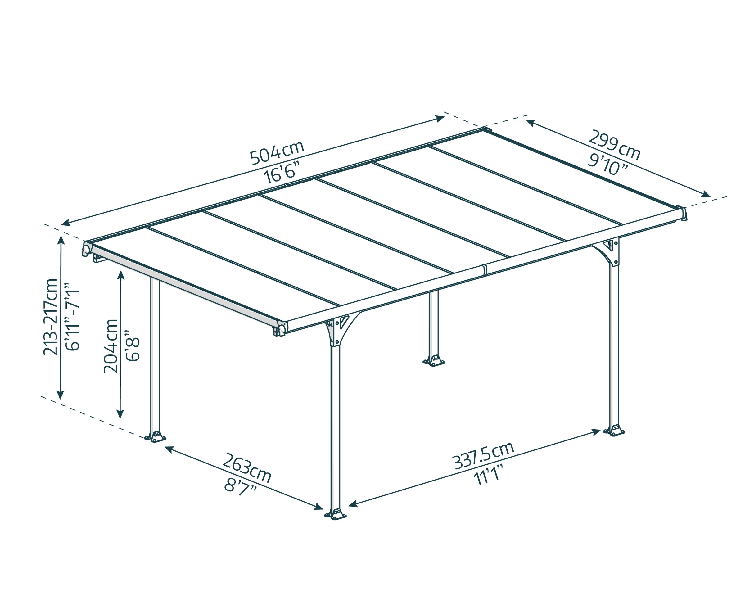 Palram - Canopia Einzelcarport »Verona«, Aluminium, 263 cm, Anthrazit, 100% UV-geschützt