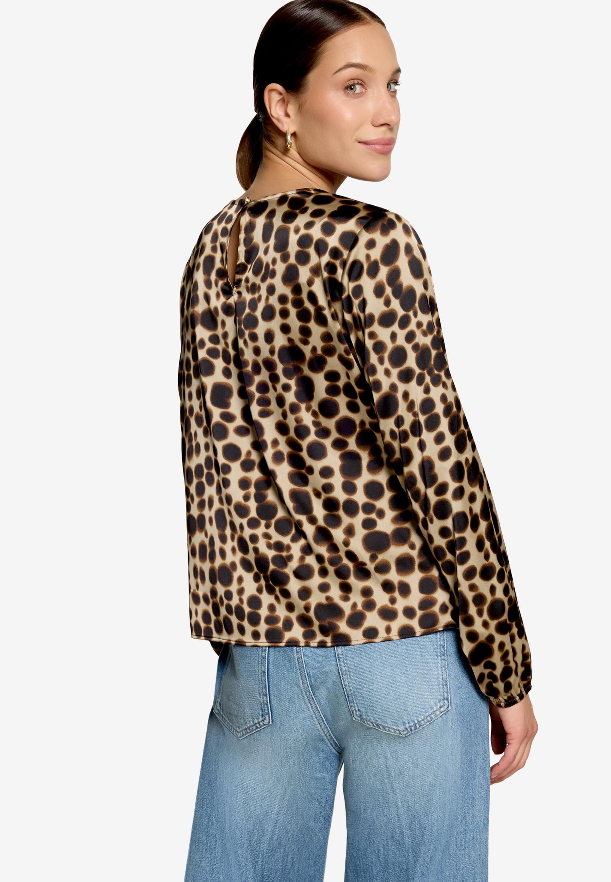 Zero Satinbluse mit Muster und Rundhalsausschnitt