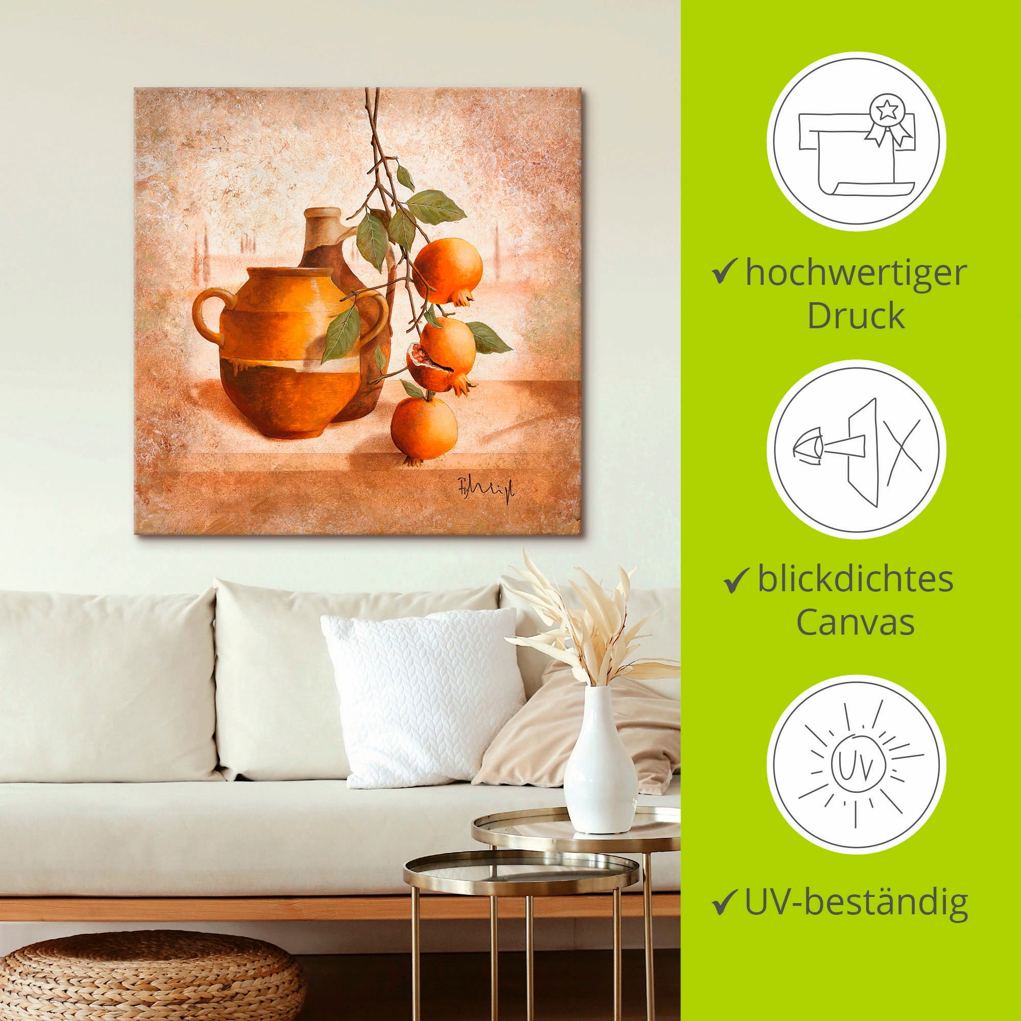Artland Wandbild »Reife Granatäpfel«, Arrangements, (1 St.), als Leinwandbild, Poster in verschied. Größen