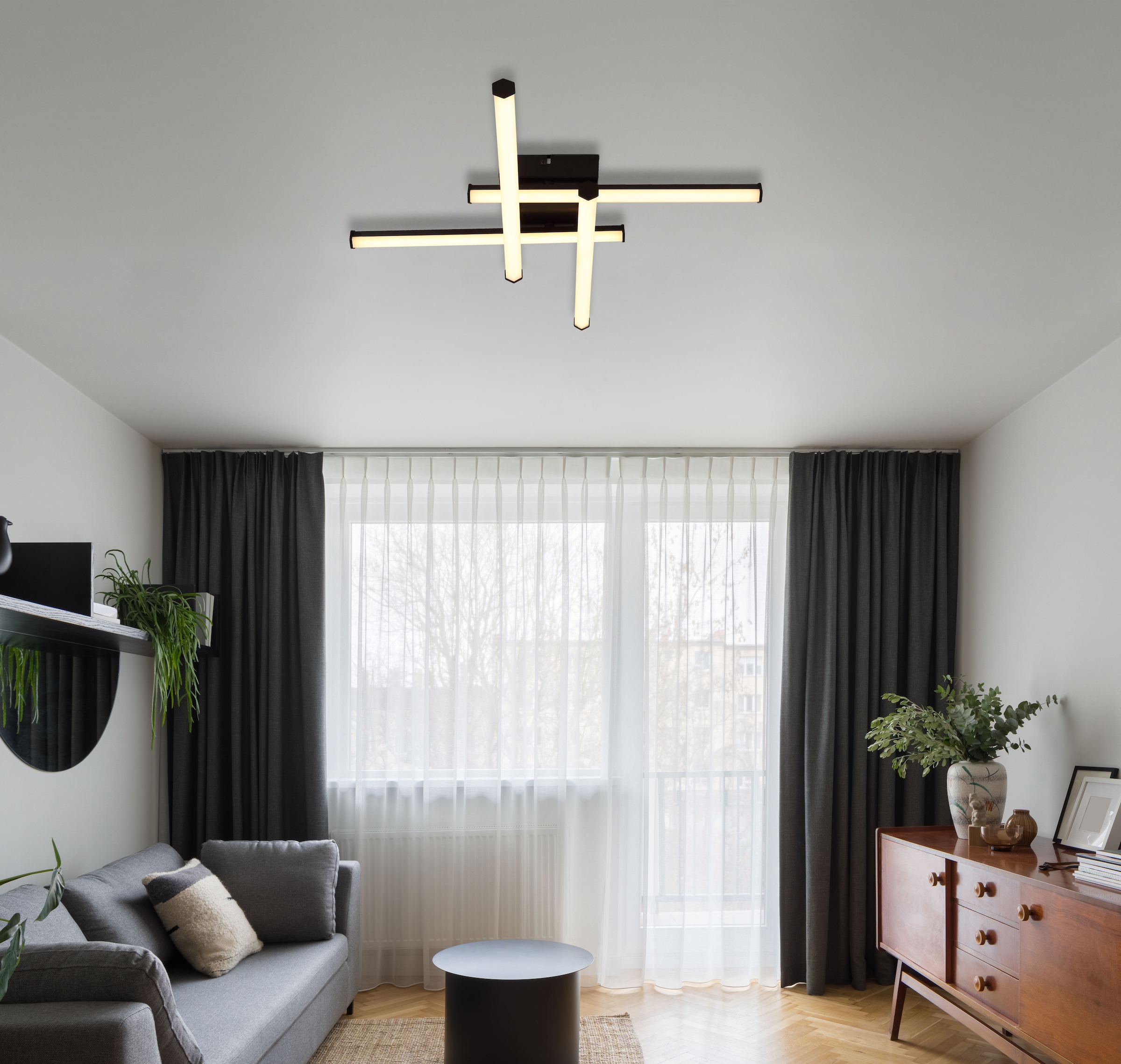 GLOBO LIGHTING LED Deckenleuchte »KIRINA«, Leuchtmittel LED-Modul | LED fest integriert, Deckenlampe/schwarz/Dreh-/Schwenkbar/3000K/opal