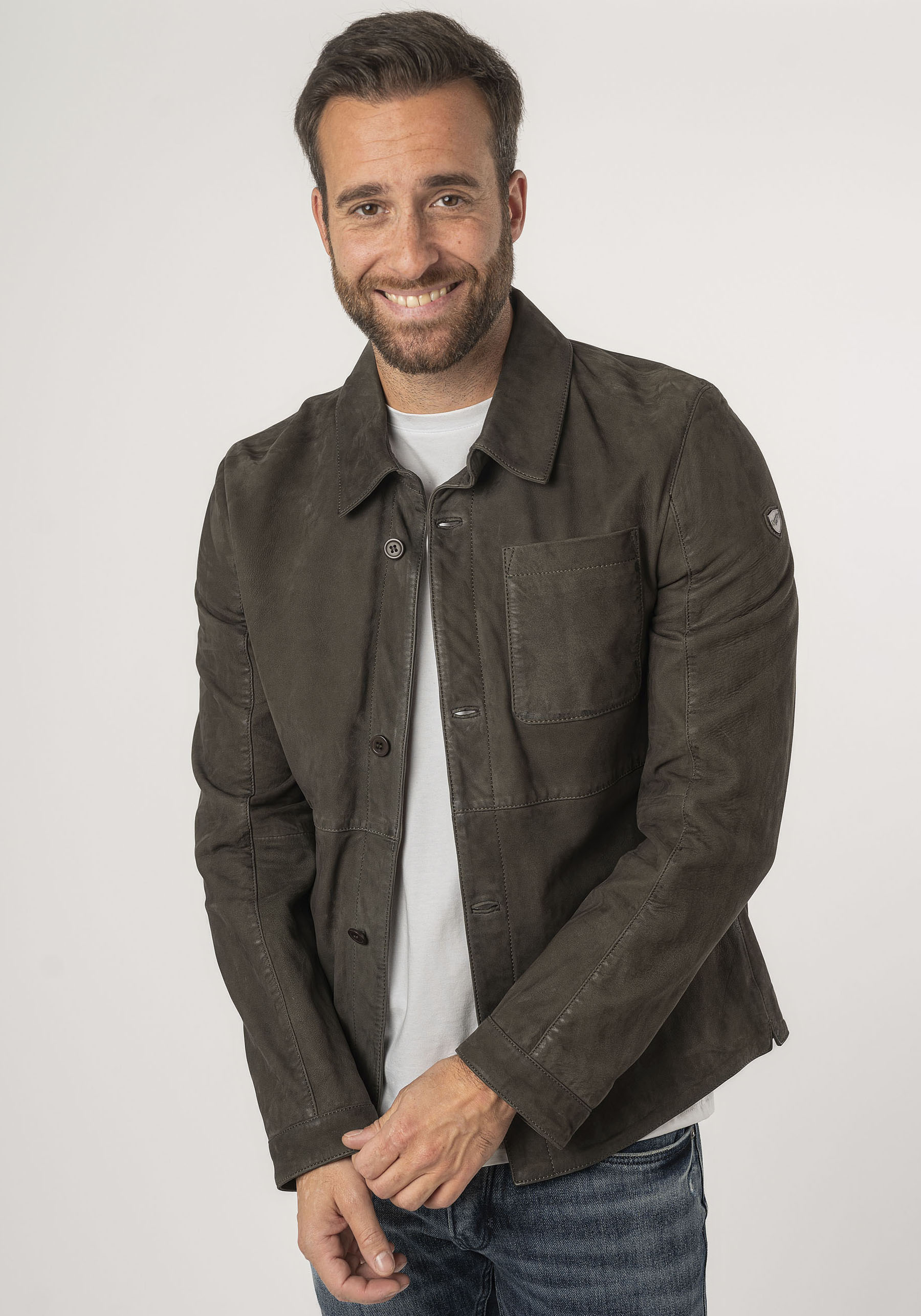 Thumbnail - Mauritius Lederjacke "MMJemmo" mit Hemdblusenkragen, Knopfleiste