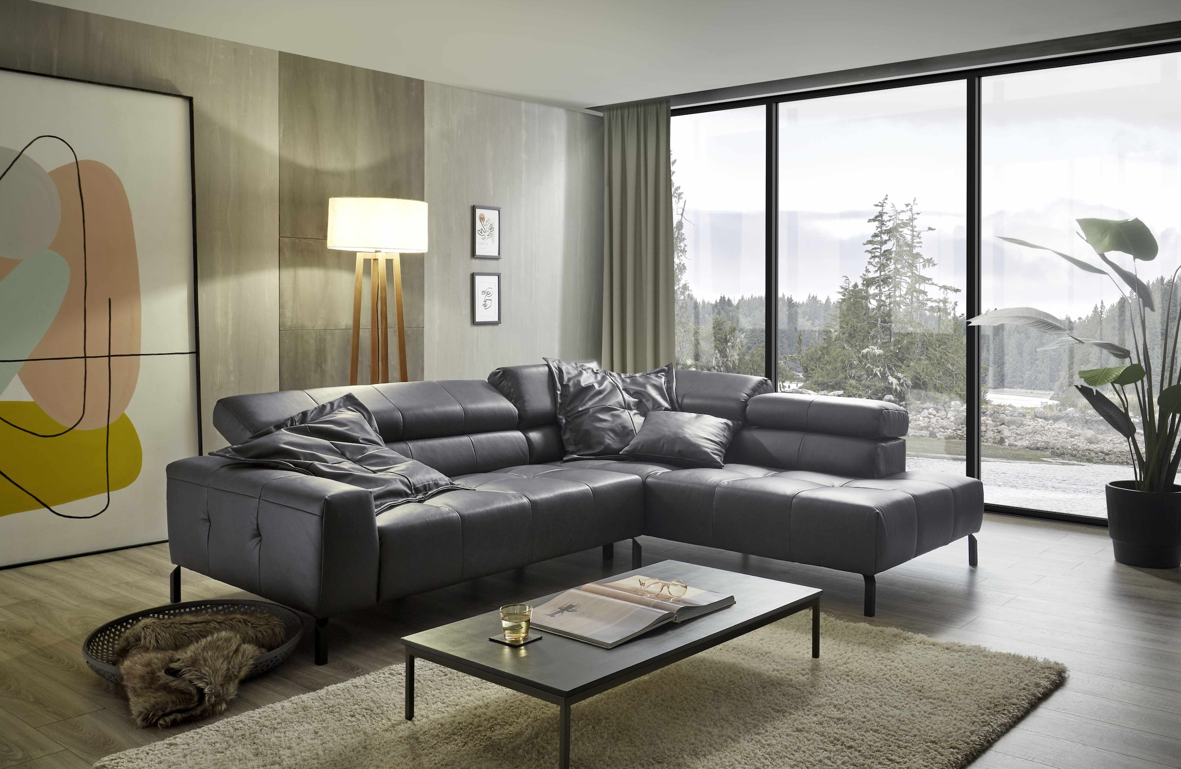 Places of Style Ecksofa »Cleveland, L-Form, incl. Kopfteilverstellung, Breite 276 cm«, wahlweise elektrischer Sitzvorzug