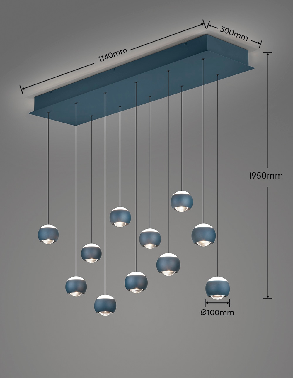 Musterring LED Pendelleuchte »CANNON, 11-flammige LED Hängelampe 5W 500Lumen 2300-4000K CCT« LED-Board 1 Stk. Farbwechsler | warmweiß - kaltweiß mit Fernbedienung, stufenlos höhenverstellbar max 195cm dimmbar Memory