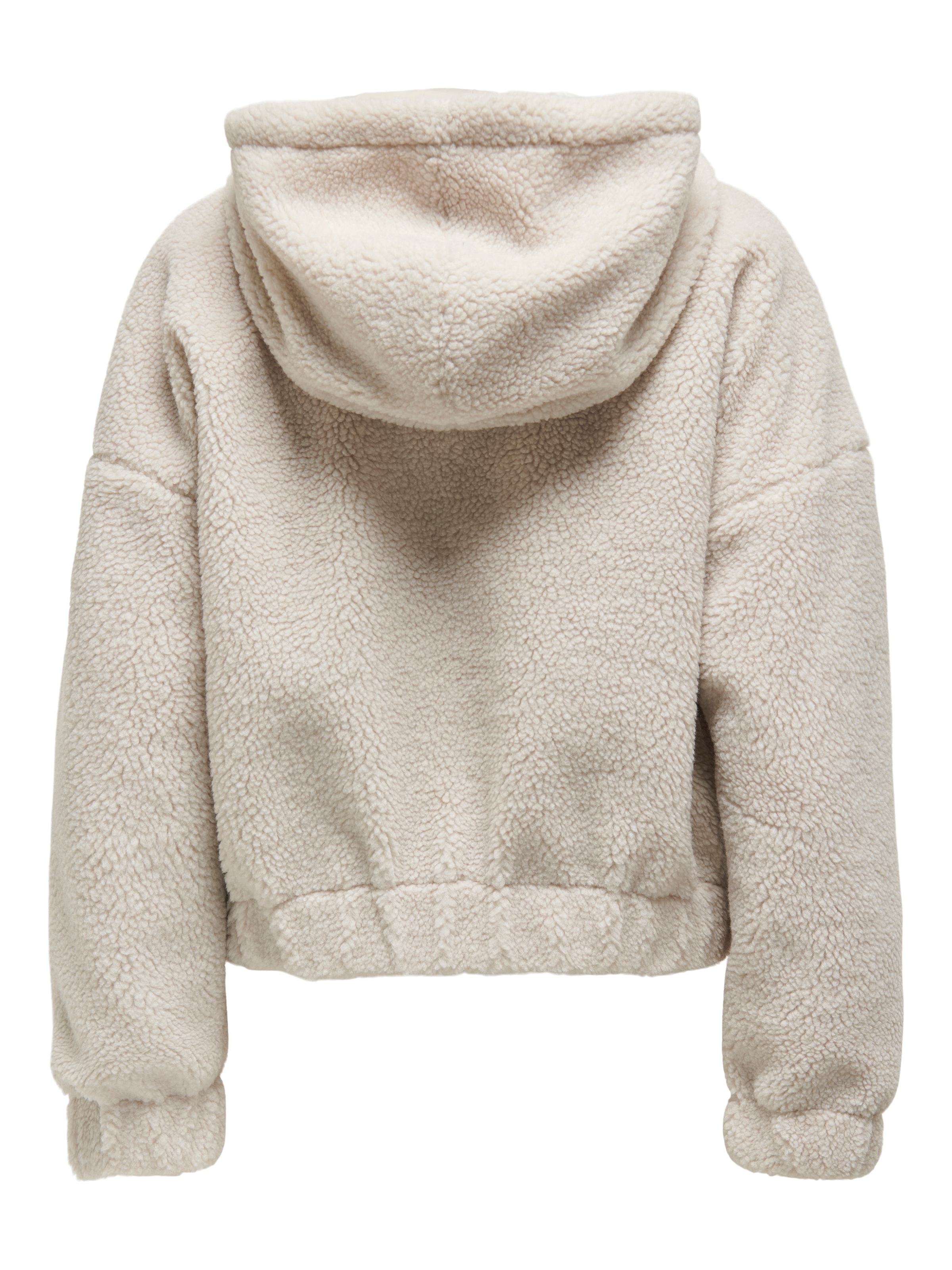 Kapuzenplüschjacke ONLY "ONLTANJA TEDDY HOOD JACKET OTW NOOS", Damen, Gr. M, grau (pumice stone), Plüsch, Obermaterial: 100% Polyester, unifarben, regular fit normal, Bündchen, Jacken, Kunstfaser 3