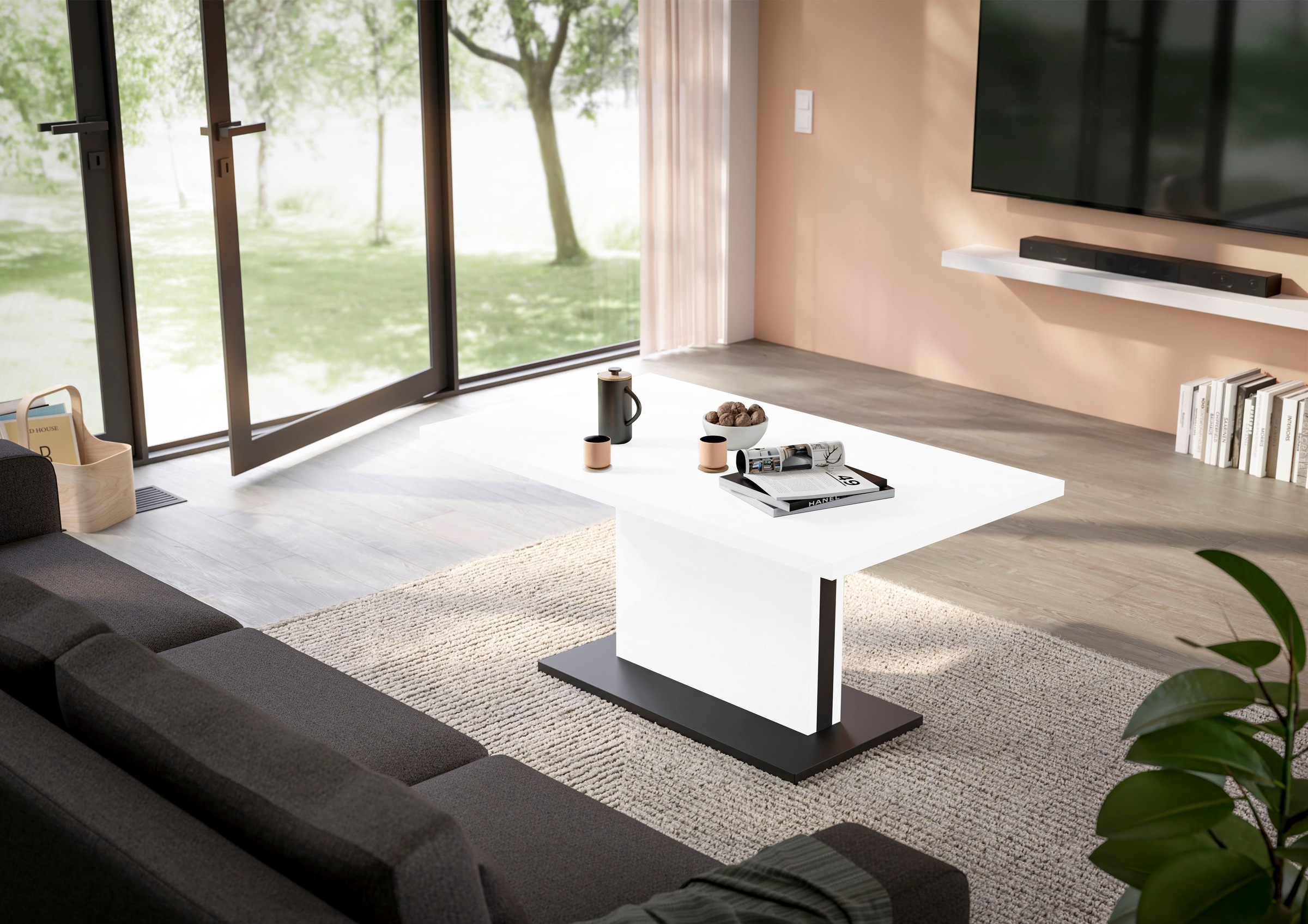 Mäusbacher Couchtisch »Lift Couchtisch«, höhenverstellbar von 49-68 cm, Breite 120 cm, Metallgestell