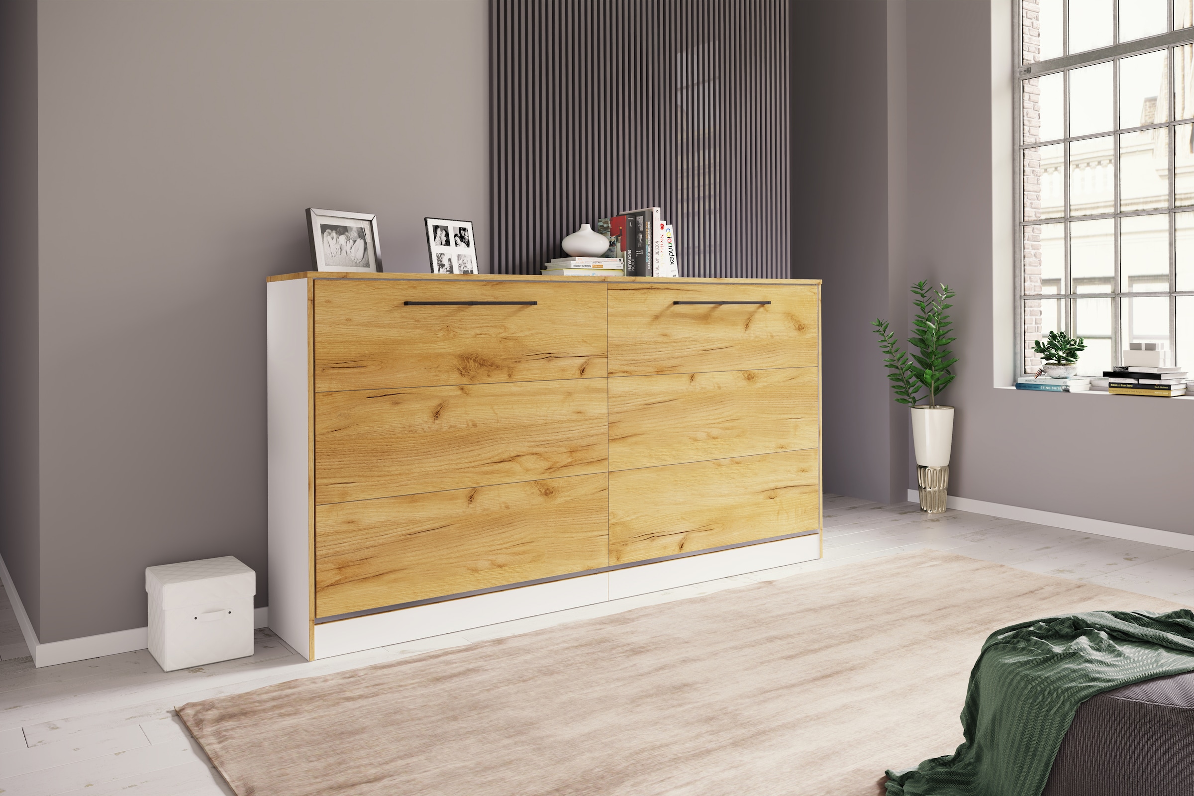 VCM Stauraumschrank »Schrankbett, Wandklappbett Lattenrost 90x200 cm« 1 Stk. tlg.