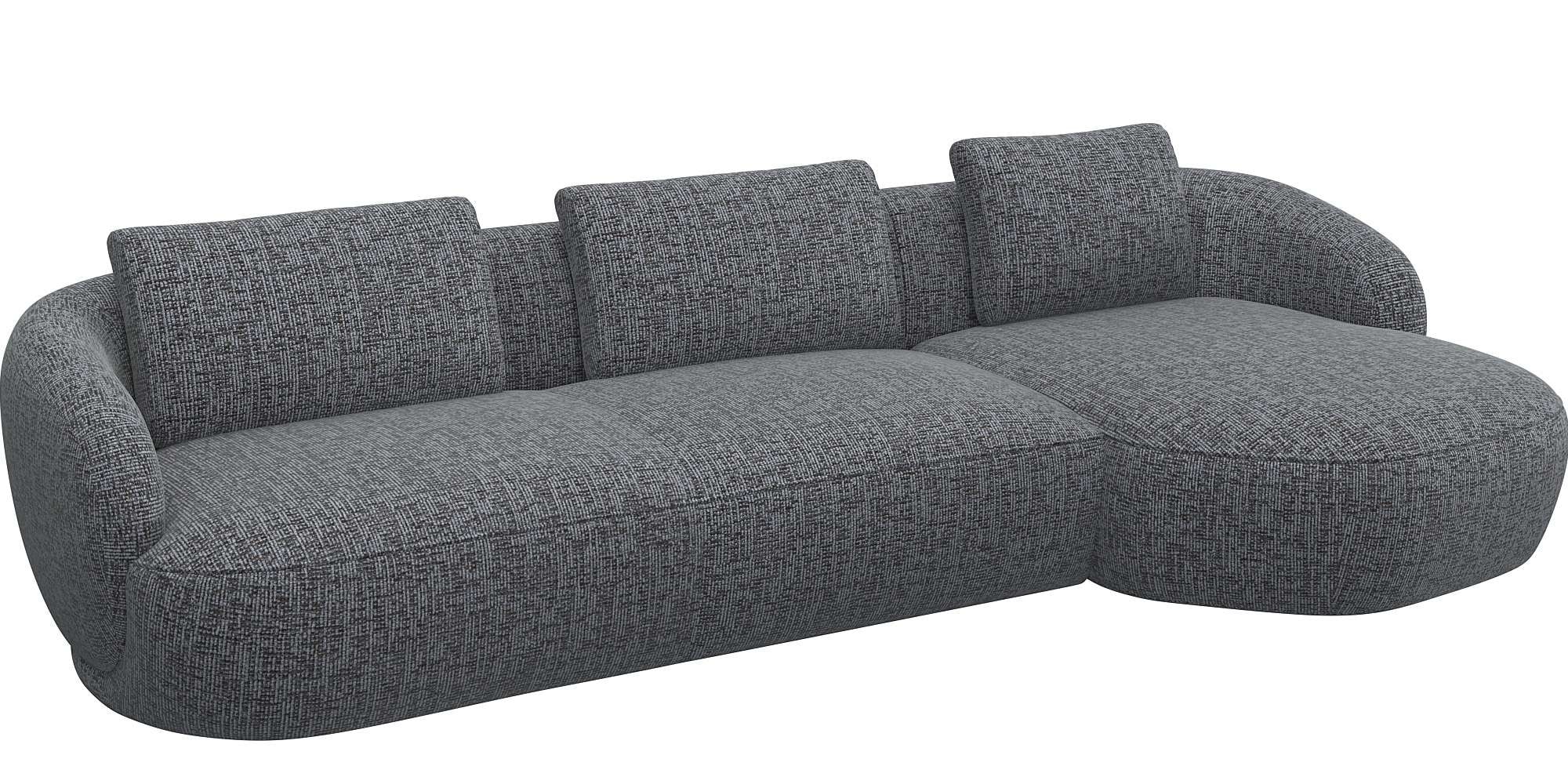FLEXLUX Wohnlandschaft »Torino, rund, L-Form, Sofa-Ecke mit Recamiere, Longchair-Sofa«, Modernes, organisches Sofa-Design, Kaltschaum, Wellenunterfederung
