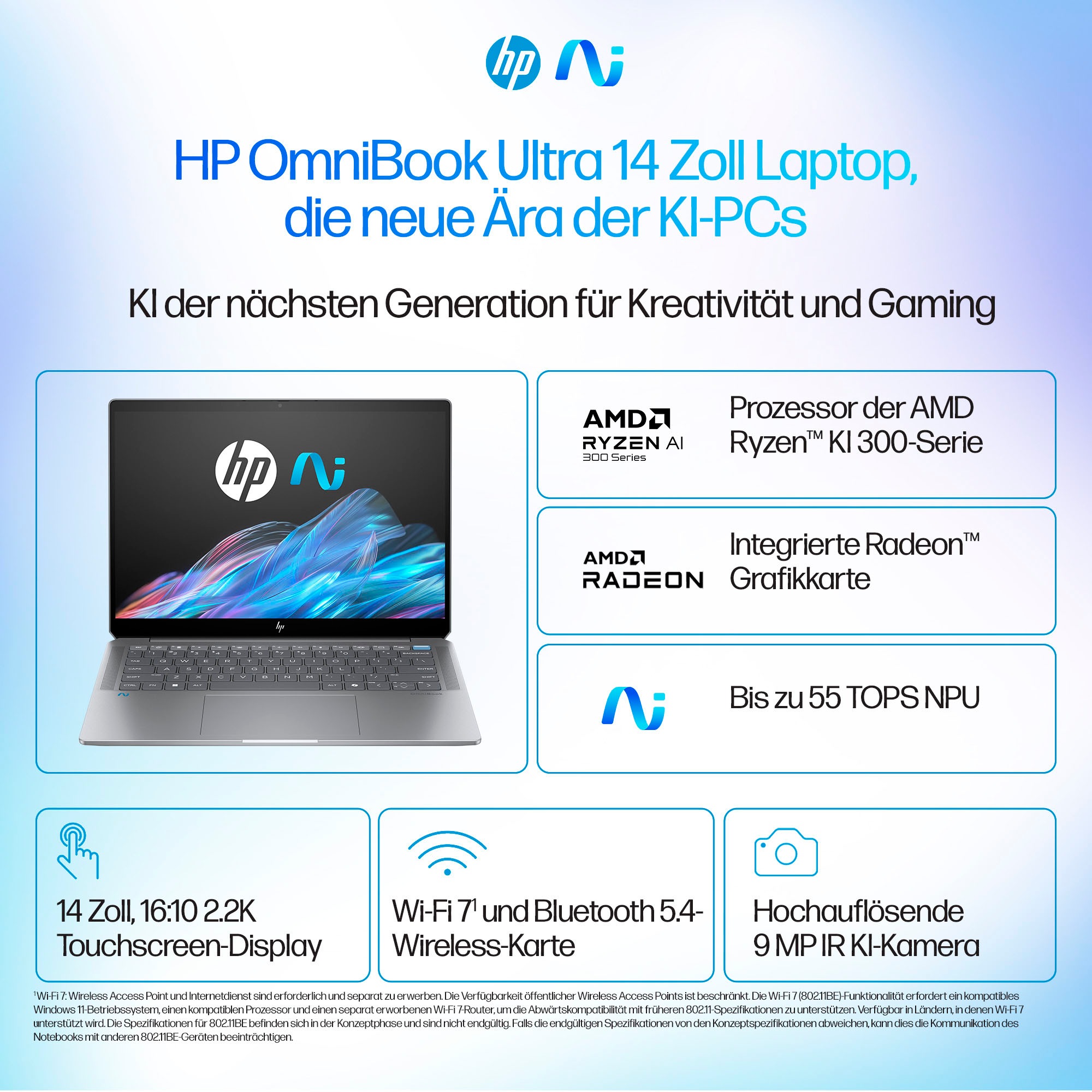HP Convertible Notebook »OmniBook Ultra 14-fd0099ng«, 35,6 cm, / 14 Zoll, AMD, Ryzen™ AI 9, Radeon 890M, 2000 GB SSD