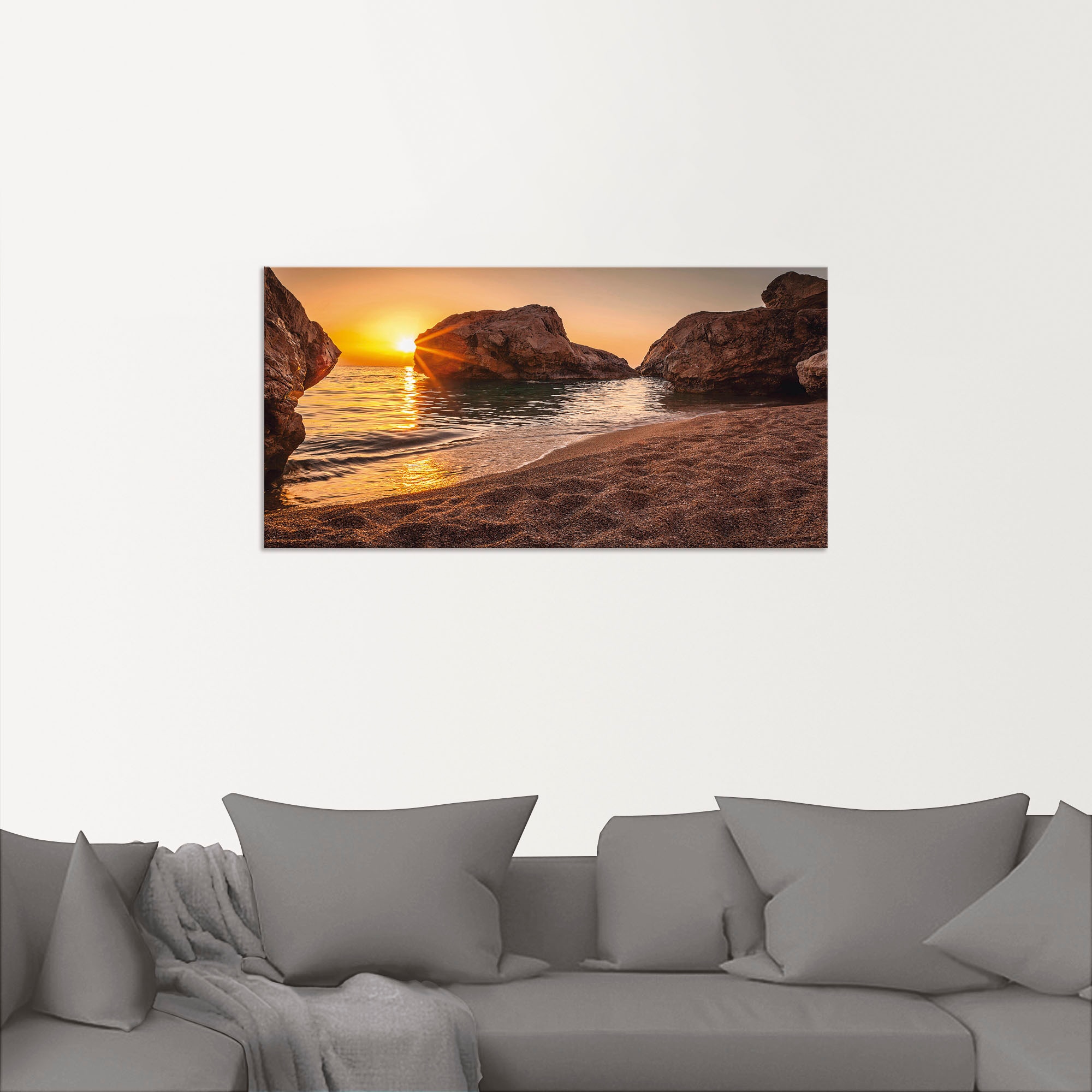 Artland Wandbild »Sonnenuntergang und Strand«, Strand, (1 St.), als Alubild, Outdoorbild, Leinwandbild, Poster, Wandaufkleber