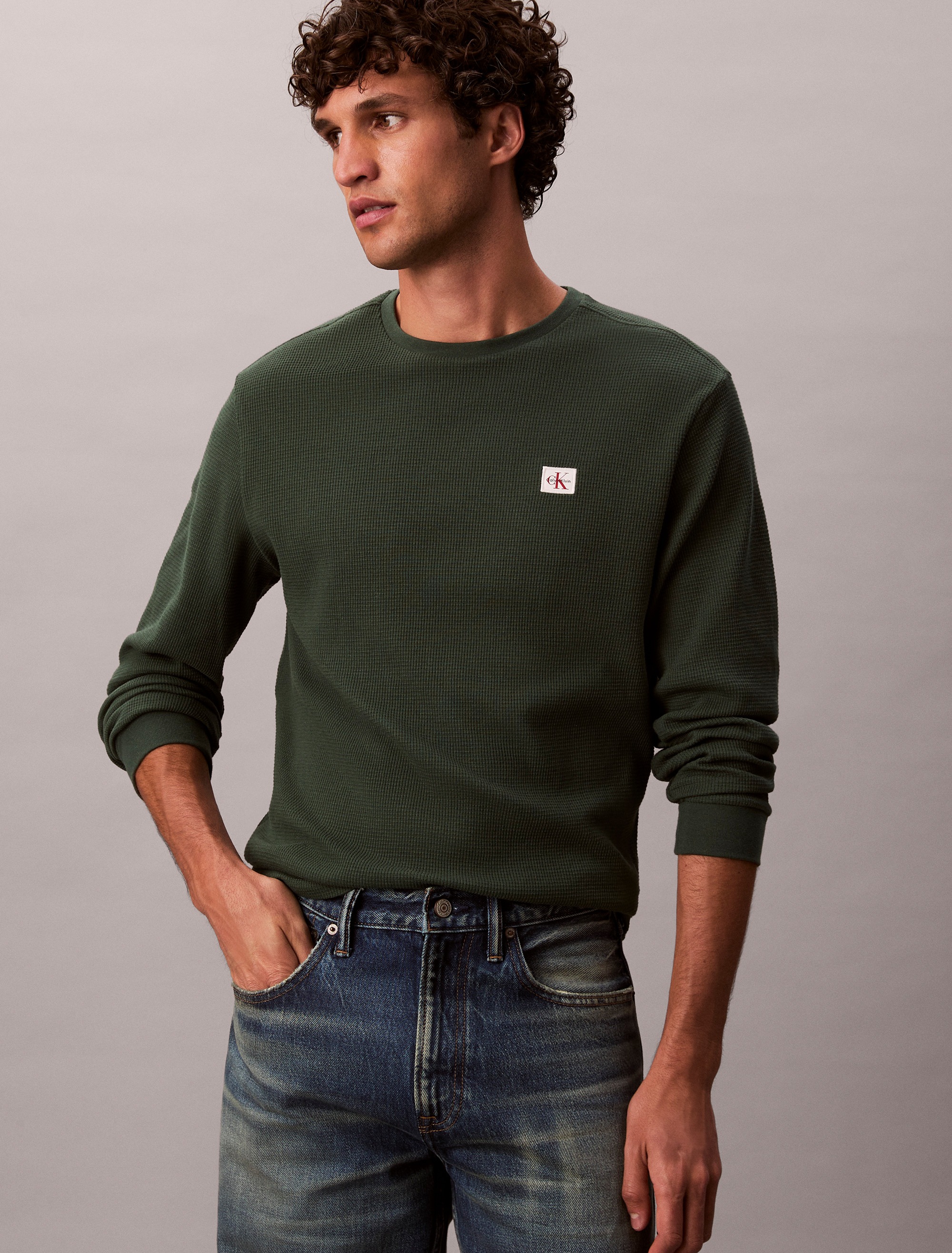 Calvin Klein Jeans Langarmshirt "LS WAFFLE BADGE CREWNK TEE", Mit Rundhalsa günstig online kaufen