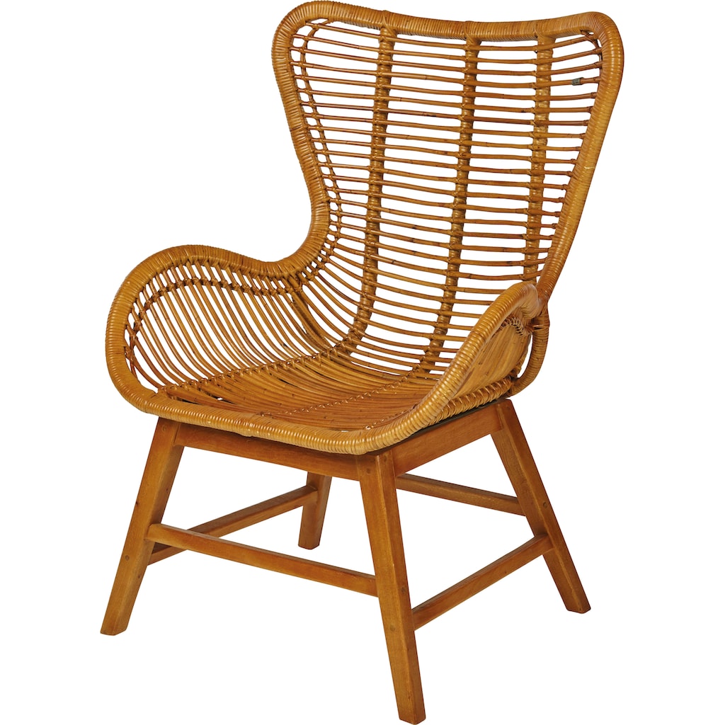 TOM TAILOR HOME Sessel »T-RATTAN ARMCHAIR«, Rattanarmlehnstuhl mit Teakholzgestell und organischer Form