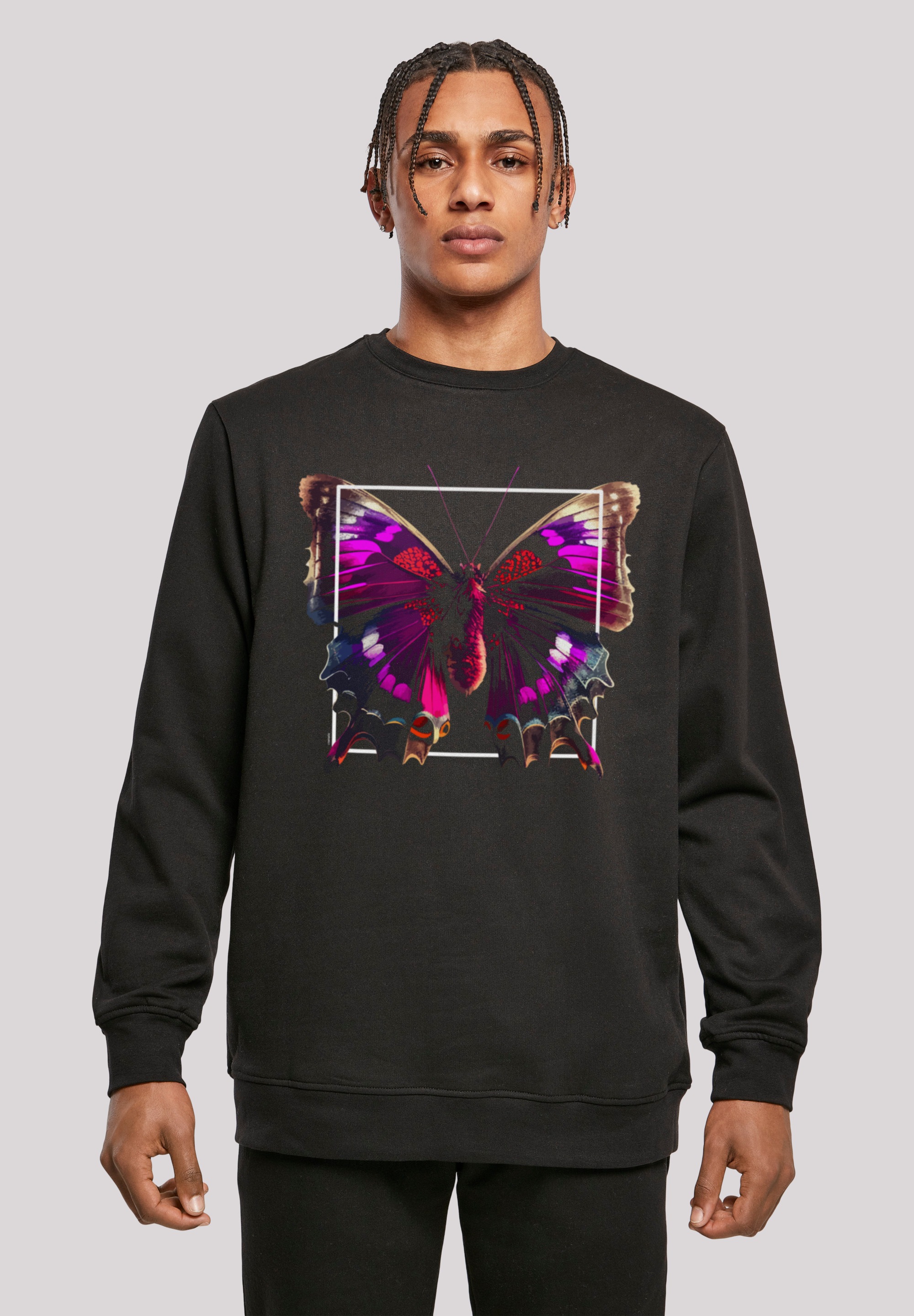 F4NT4STIC Kapuzenpullover "Pink Schmetterling CREWNECK", Print