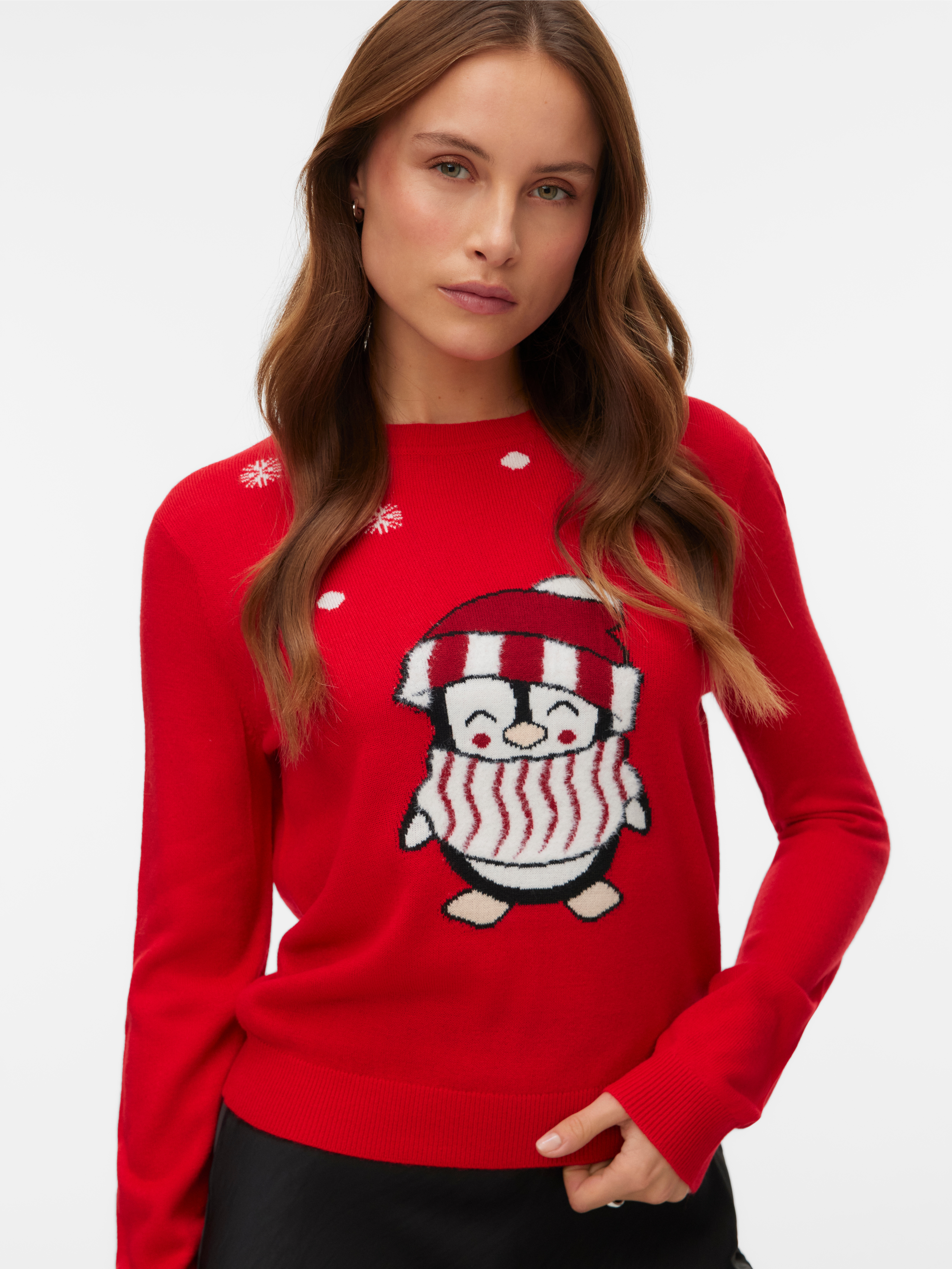Vero Moda Weihnachtspullover "VMCUTE LS O-NECK PULLOVER XMAS BOX" aus Polyacryl, modischer Fit, gemustertes Design, pflegeleicht