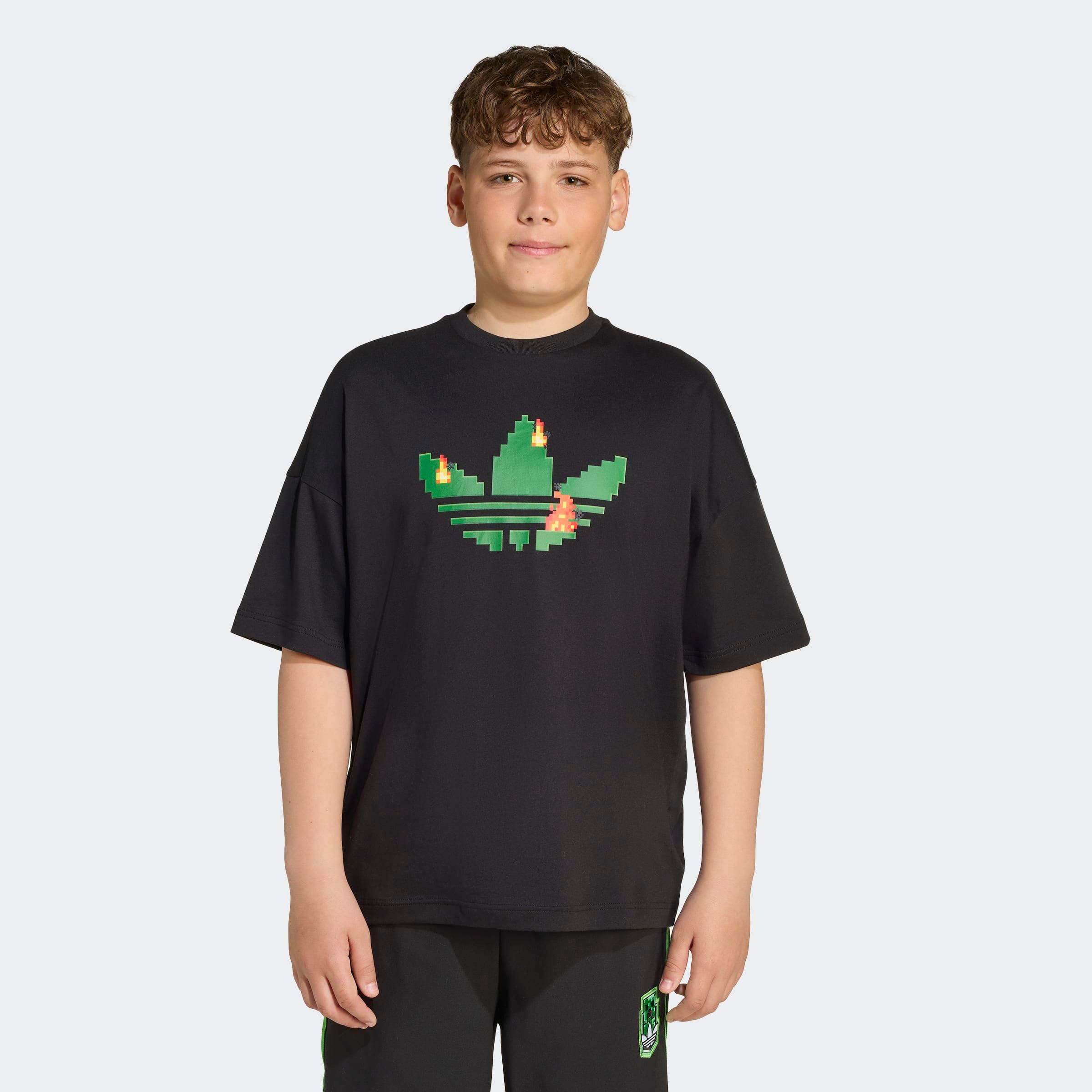 Thumbnail - adidas Originals T-Shirt "ADIDAS X MINECRAFT KIDS" lockere Passform, Rundhalsausschnitt, ohne Verschluss, für Kinder