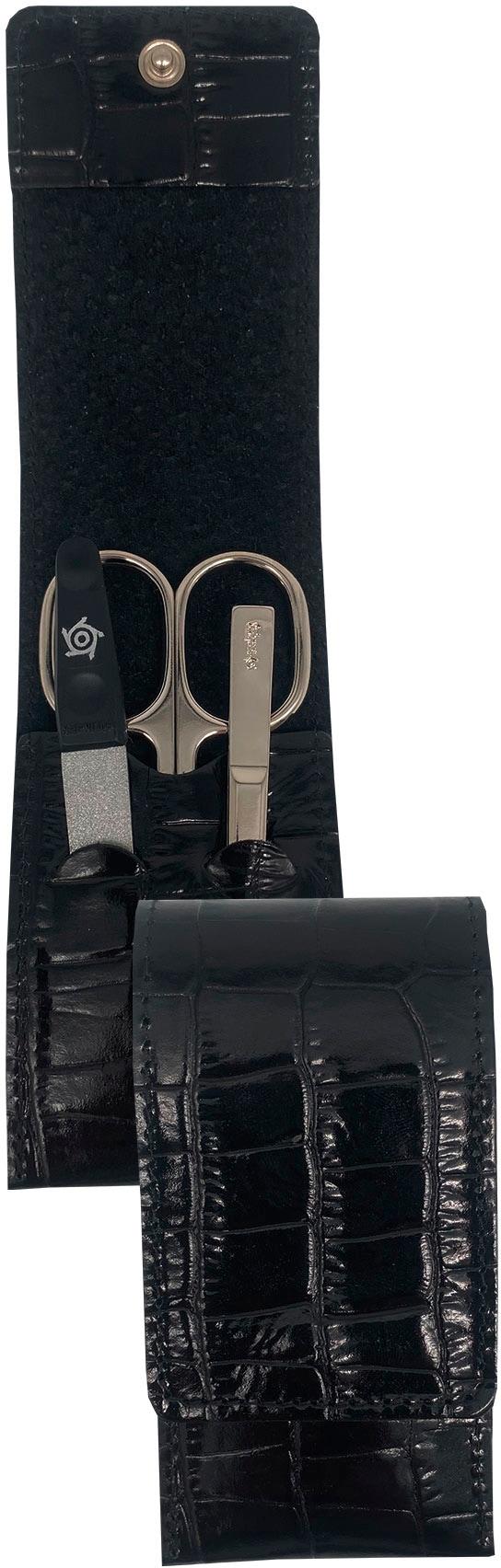 PFEILRING Maniküre-Etui, B/H/T: 55mm x 105mm x 20mm 3 Stk., schwarz, B:55mm H:105mm T:20mm, Nageletuis, Taschenetui