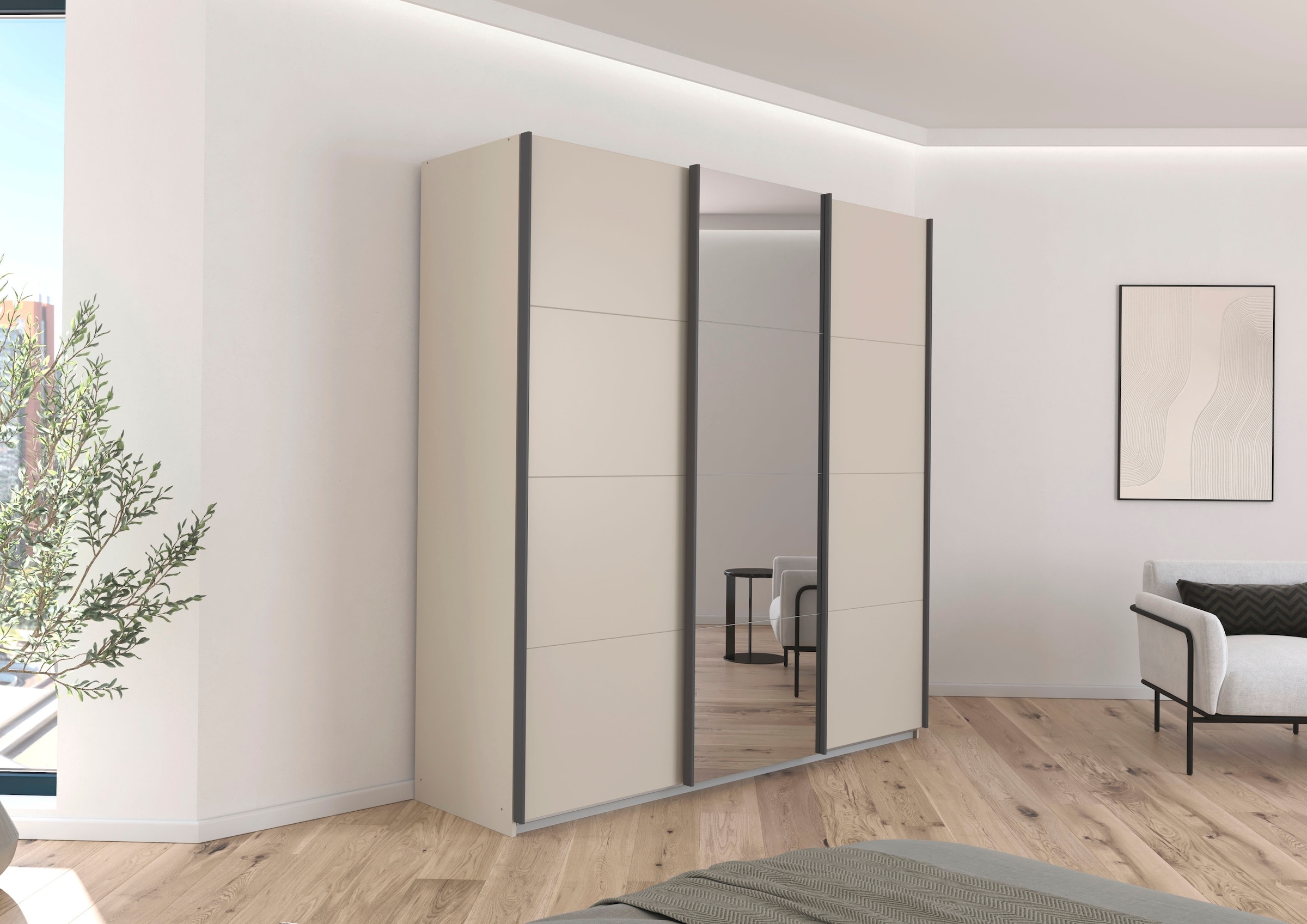 rauch Schwebetürenschrank »Kleiderschrank Schrank OTTO´S CHOICE Garderobe AGORDO«, (in zwei Griff-Farben), Top Innenausstattung, in 4 Breiten und 2 Höhen MADE IN GERMANY
