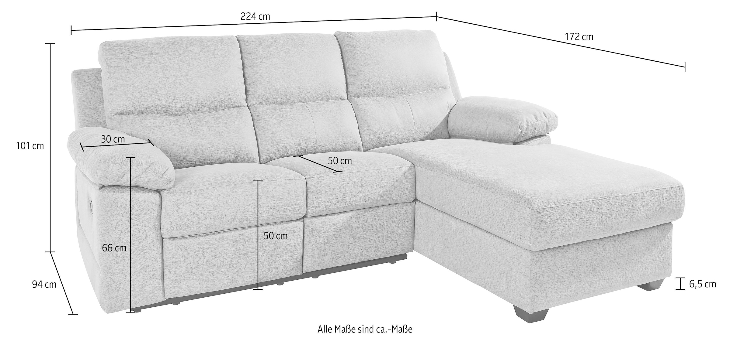 ATLANTIC home collection Ecksofa »Conrad L-Form«, mit Relaxfunktion und Federkern, mit Bettkasten