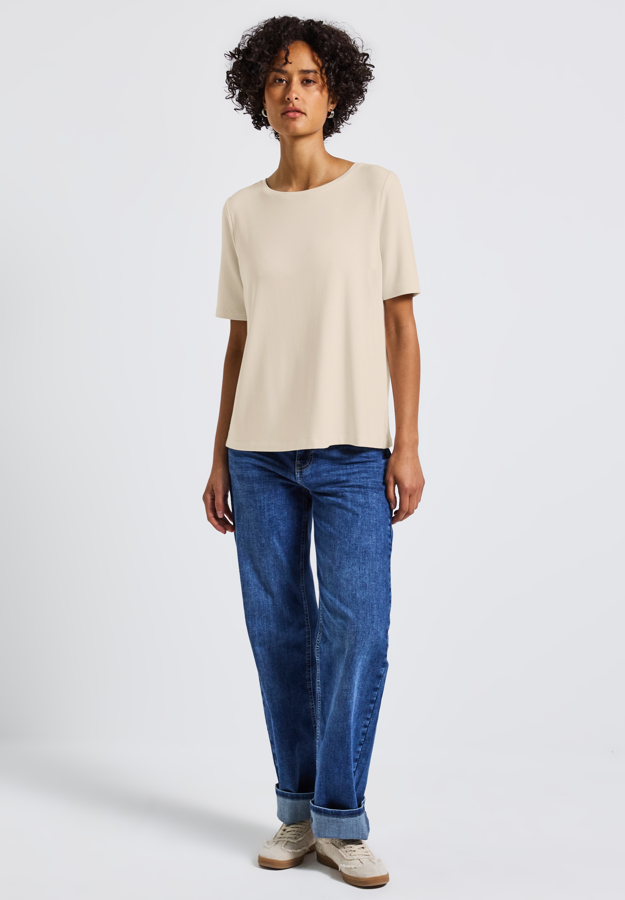 STREET ONE T-Shirt mit Glitzerstreifen