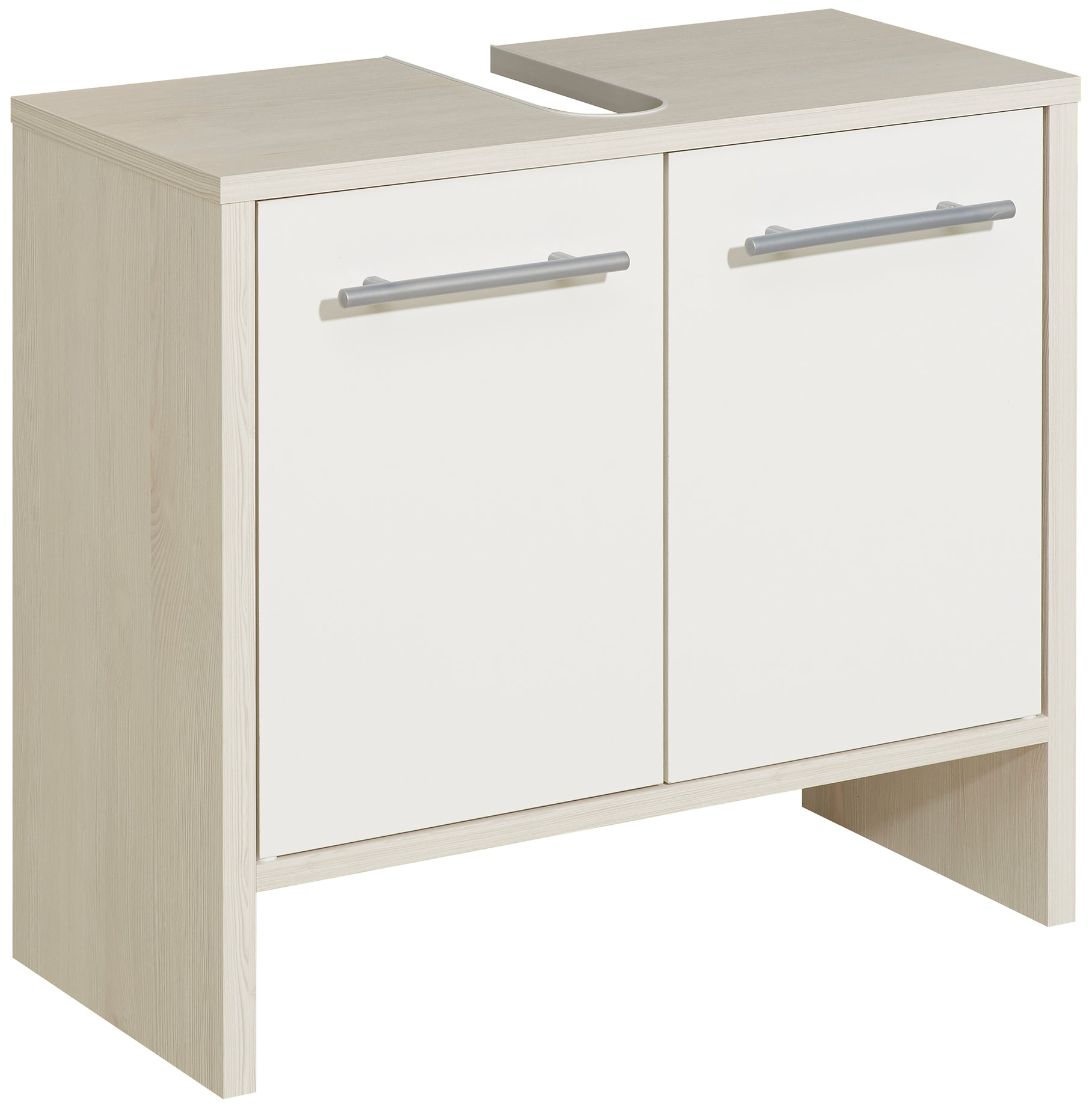 Saphir Badmöbel-Set »Quickset 350 4-teilig, mit Waschbeckenunterschrank und LED-Spiegel«, (Set, 4 St.), Pinie Ida hell Nachbildung, mit 4 Türen, 2 Nischen, ohne Waschbecken