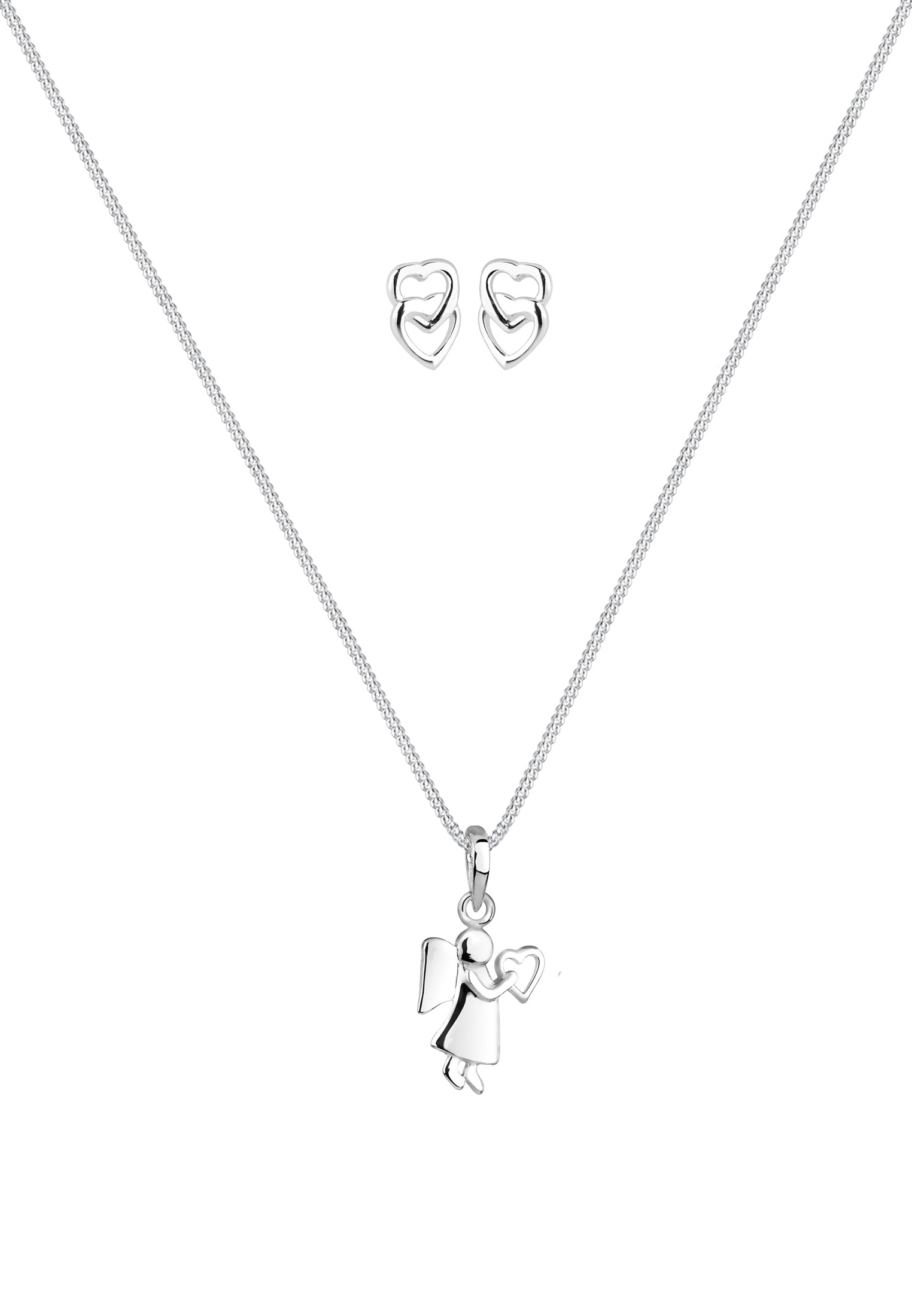Elli Ohrring und Ketten Set »Schmuckset Engel Herz 925 Sterling Silber« ()