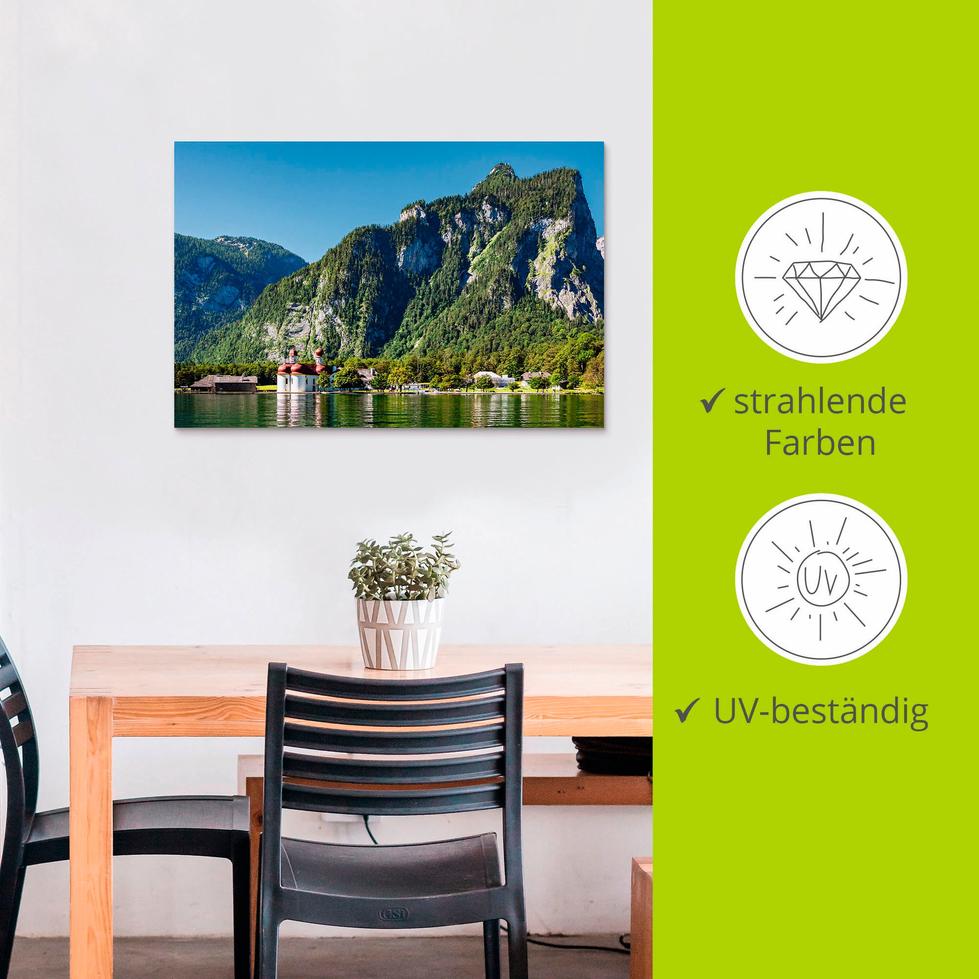 Artland Wandbild »Blick auf den Königssee« Berge & Alpenbilder 1 Stk. tlg. als Alubild, Leinwandbild in verschied. Größen