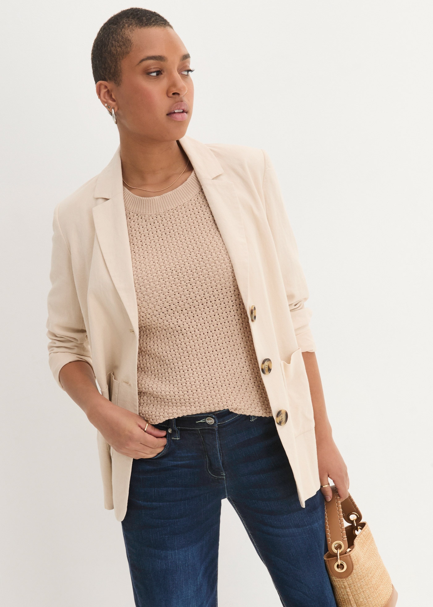 bonprix Weite Jeans Loose Fit Passform, mit Stretch-Material, mit Bequembund