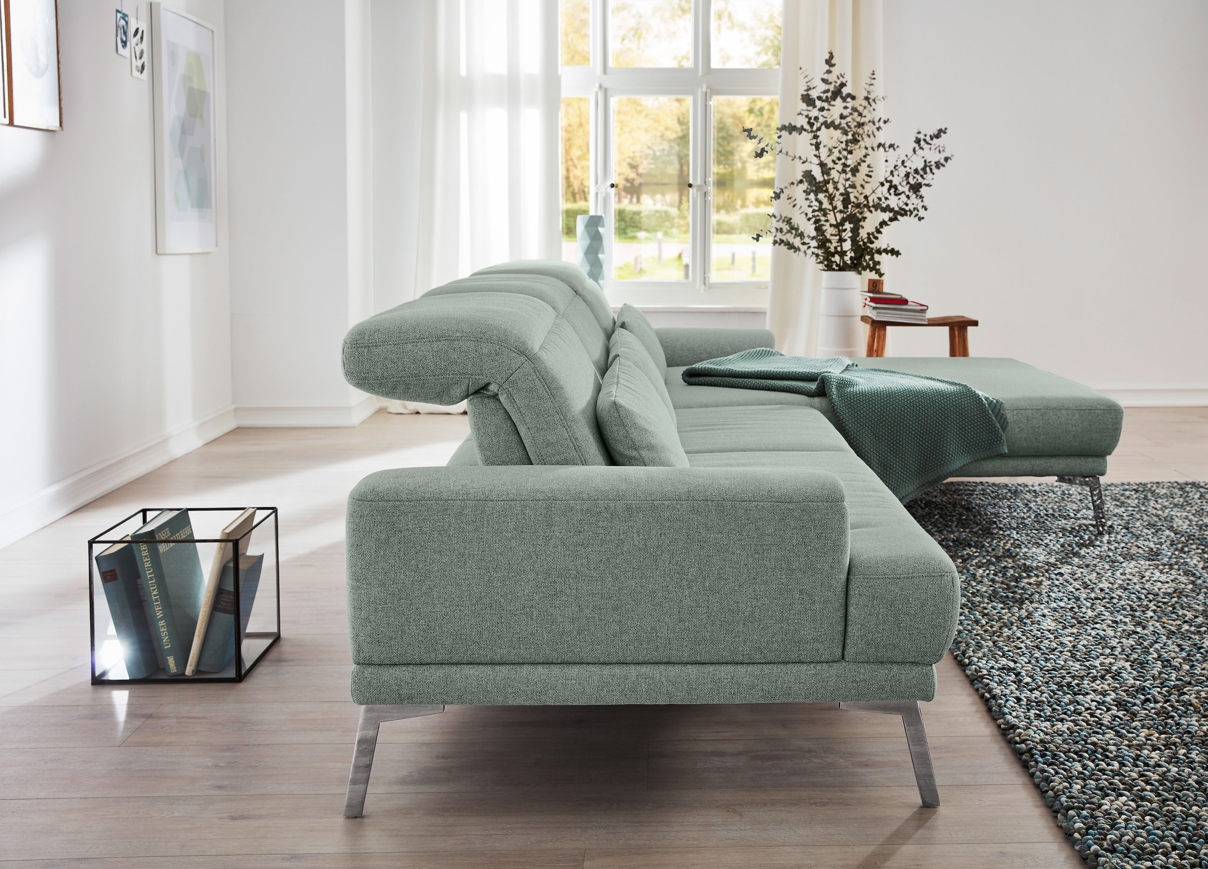 Musterring Ecksofa »MR 4580«, mit Kopf- und Sitztiefenverstellung, Metallfuß chrom, 288 x 193/220cm