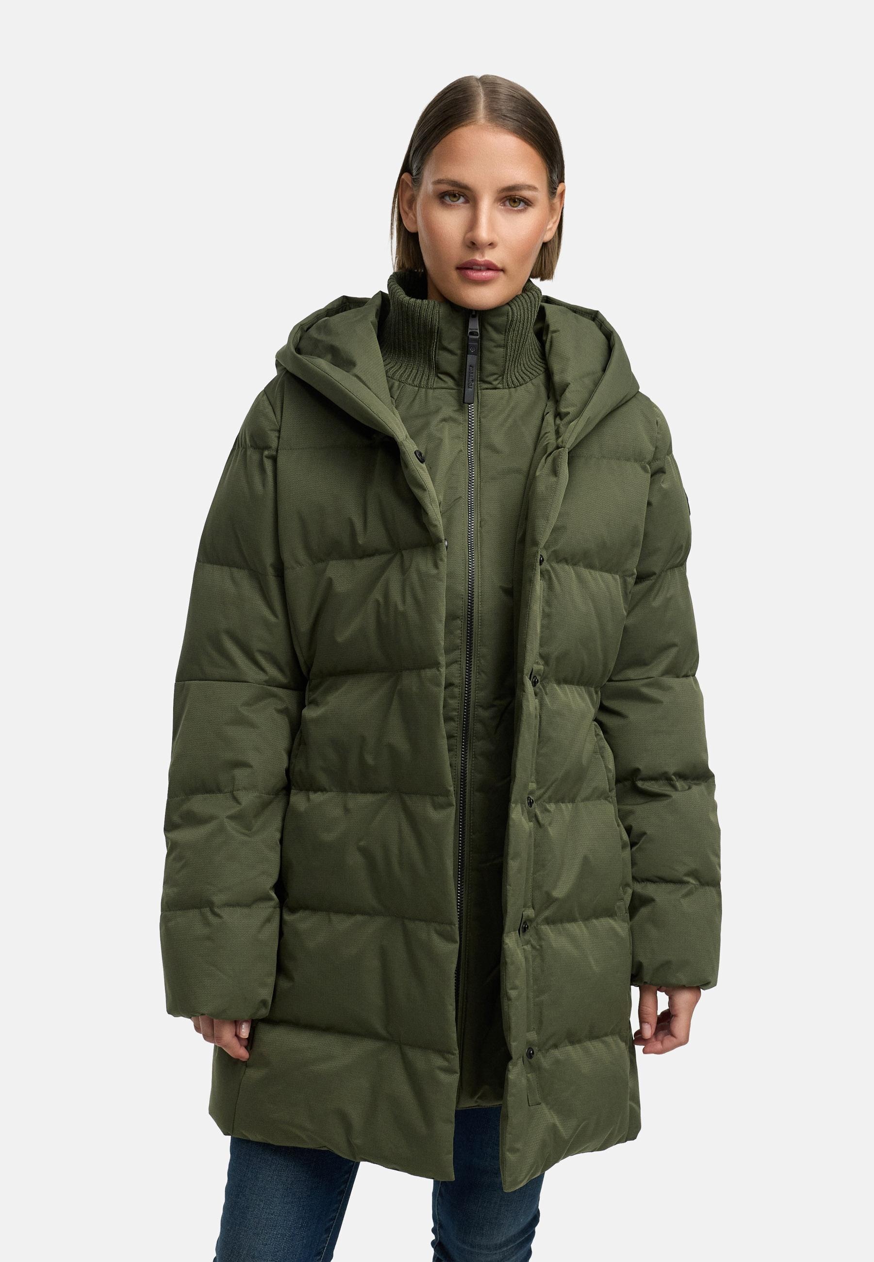 Ragwear Steppmantel »Niani YOUMODO« Warmer Wintermantel mit hohem Kragen und Kapuze