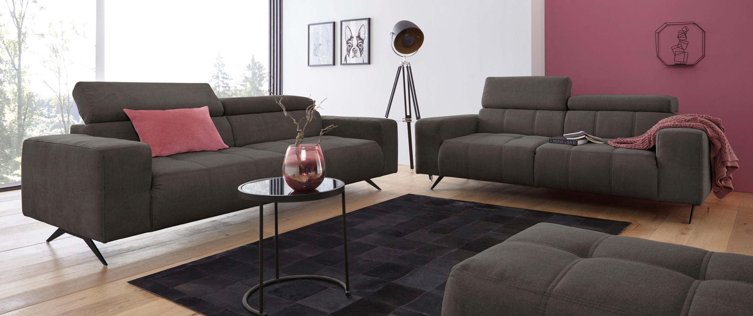 DOMO collection 2-Sitzer »Trento, mit Kufenfuß oder Einzelfuß«, wahlweise mit Kopfteilverstellung und in zwei Größen erhältlich