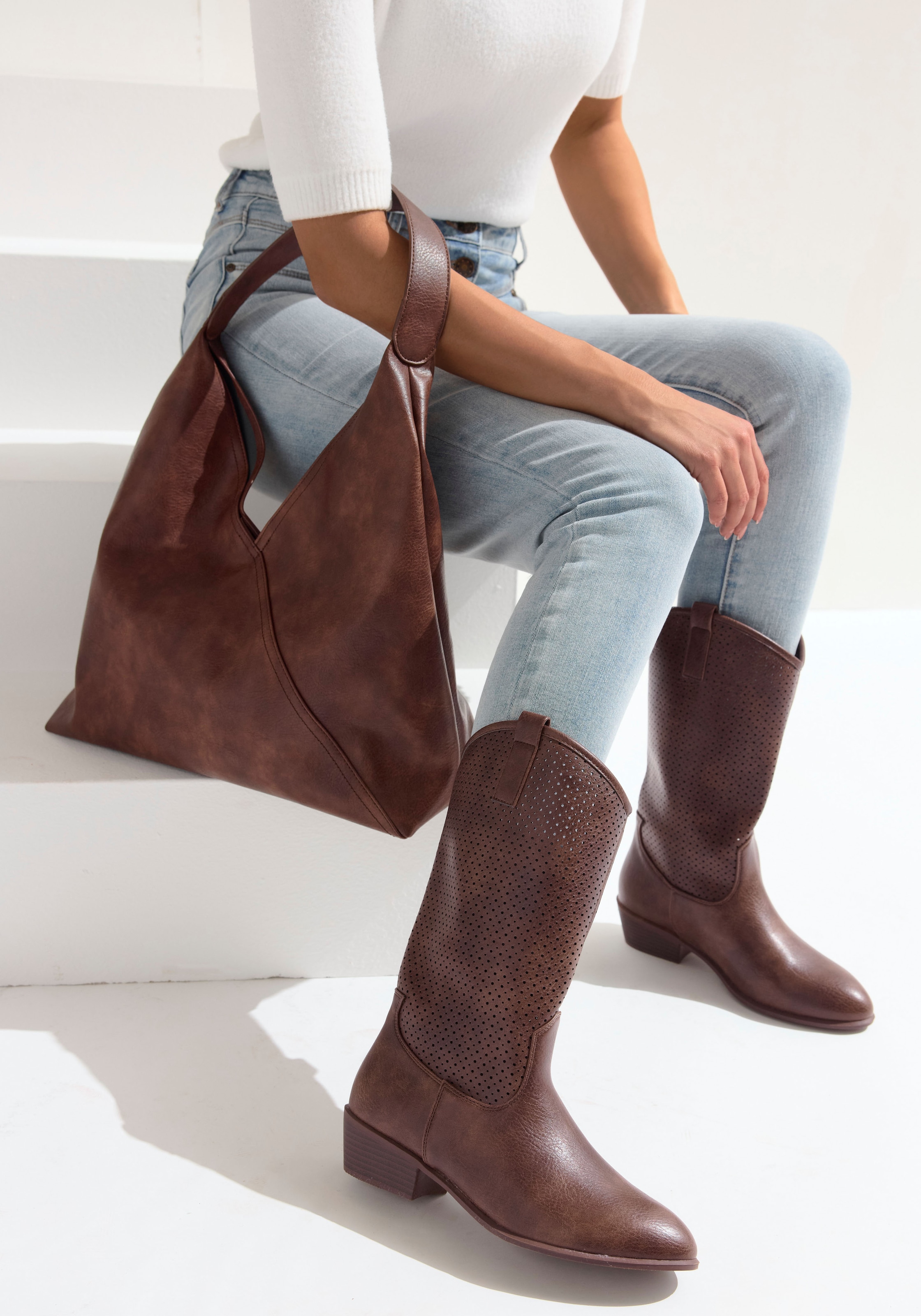 Vivance Shopper, Handtasche, Schultertasche, Henkeltasche, Hobobag VEGAN