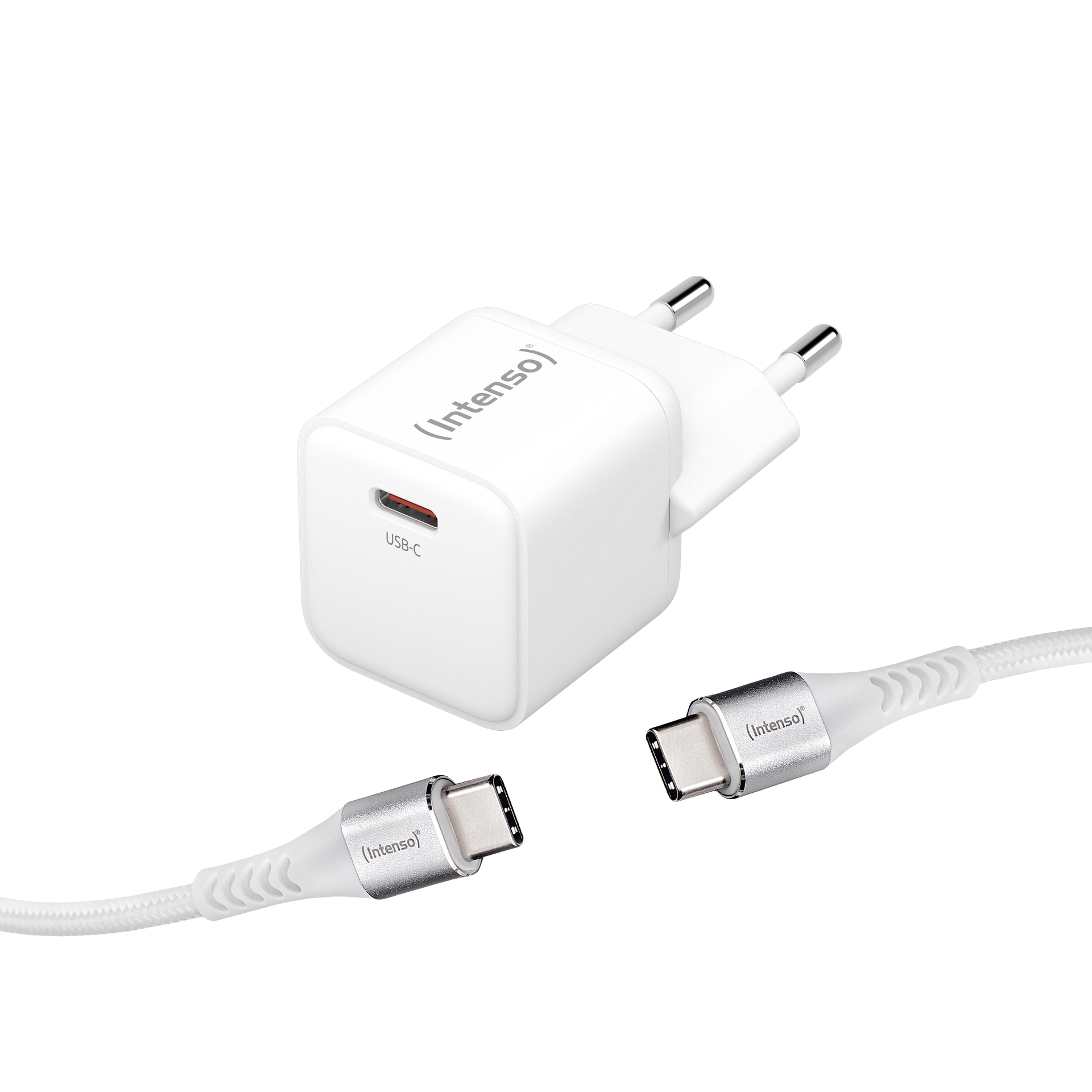 Intenso Power Adapter W30C GaN - Caricabatterie USB-C 30W Con Tecnologia GaN - Alimentatore Da Viaggio 100-240V - Bianco