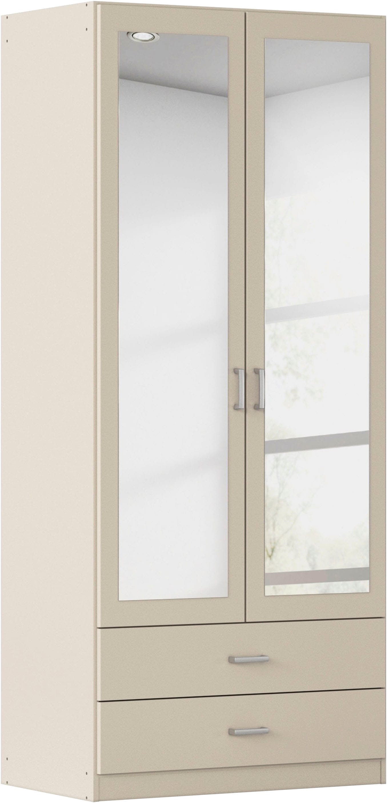 rauch Kleiderschrank "Schrank Garderobe Ankleide GAMMA Breiten 91/136/181/226/271/315/360 cm" in 3 Ausstattungen BASIC/CLASSIC/PREMIUM (inkl. SOFT-CLOSE-Funktion), verschiedene Griff-Varianten, mit Spiegel TOPSELLER MADE IN GERMANY