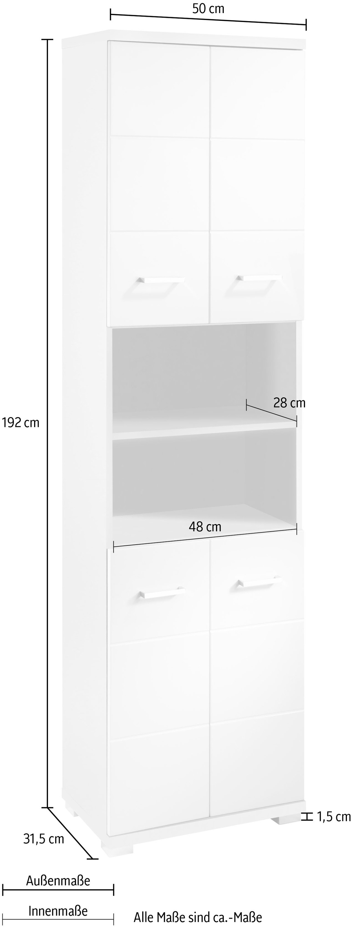 byLIVING Hochschrank "Nebraska", Breite 50 cm, Badezimmerschrank mit Metall günstig online kaufen