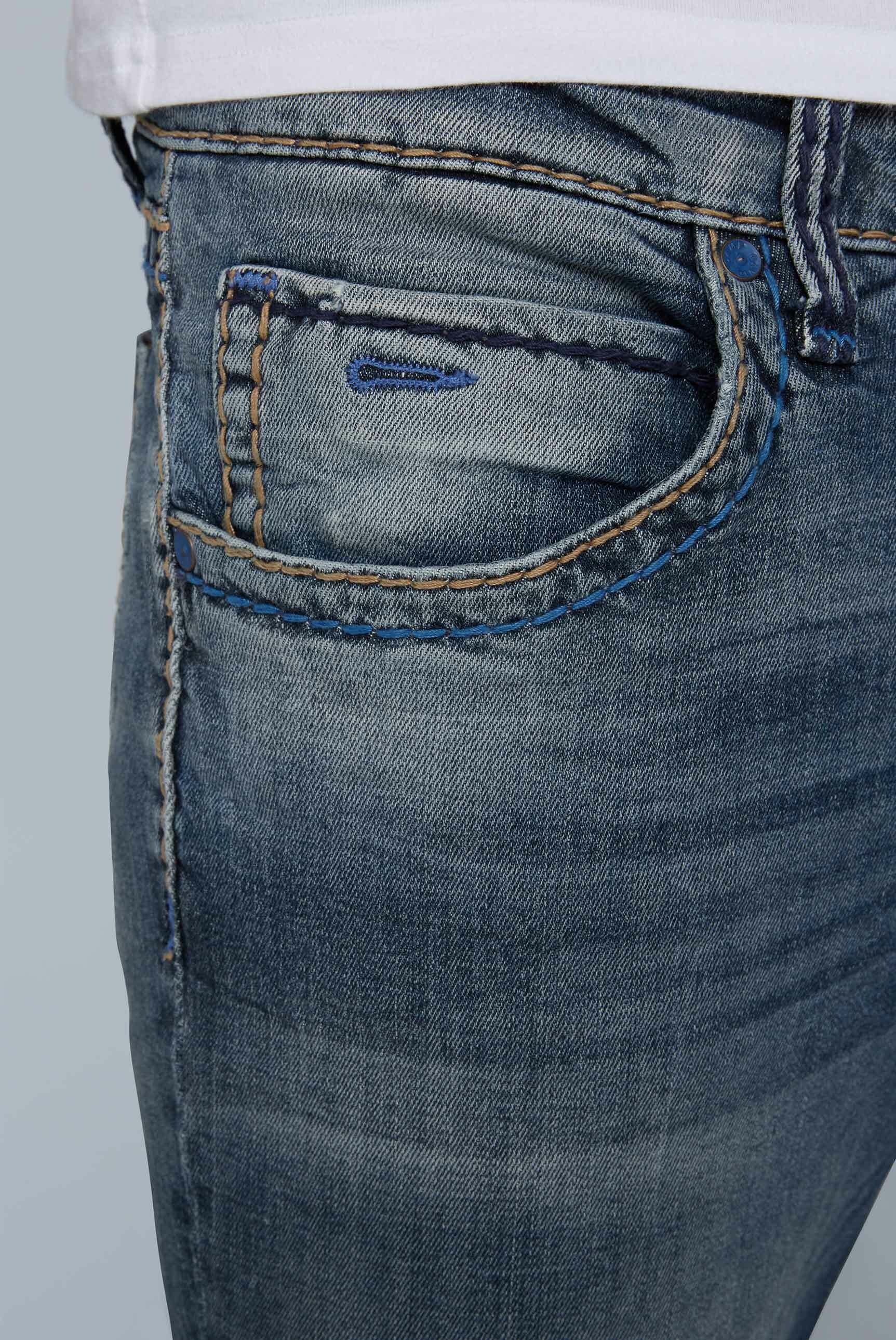 Regular-fit-Jeans CAMP DAVID, Herren, Gr. 32, Länge 30, blau, Denim/Jeans, Material: 96% Baumwolle, 3% Polyester, 1% Elasthan, Abriebeffekte, regular fit, Jeans, Münztasche mit Ziernaht 3