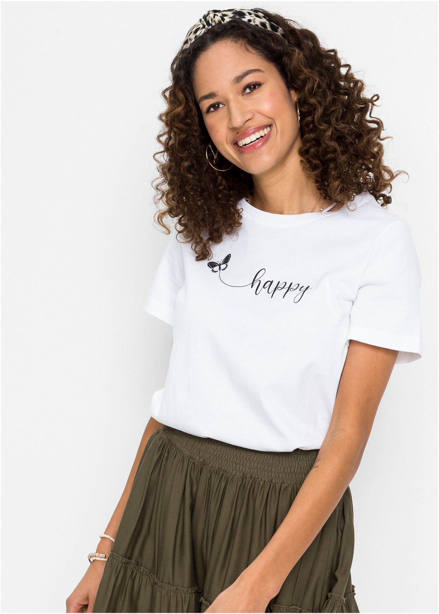 bonprix T-Shirt »T-Shirt aus reiner Baumwolle« bequeme Passform, Kurzarm, mit Rundhalsausschnitt