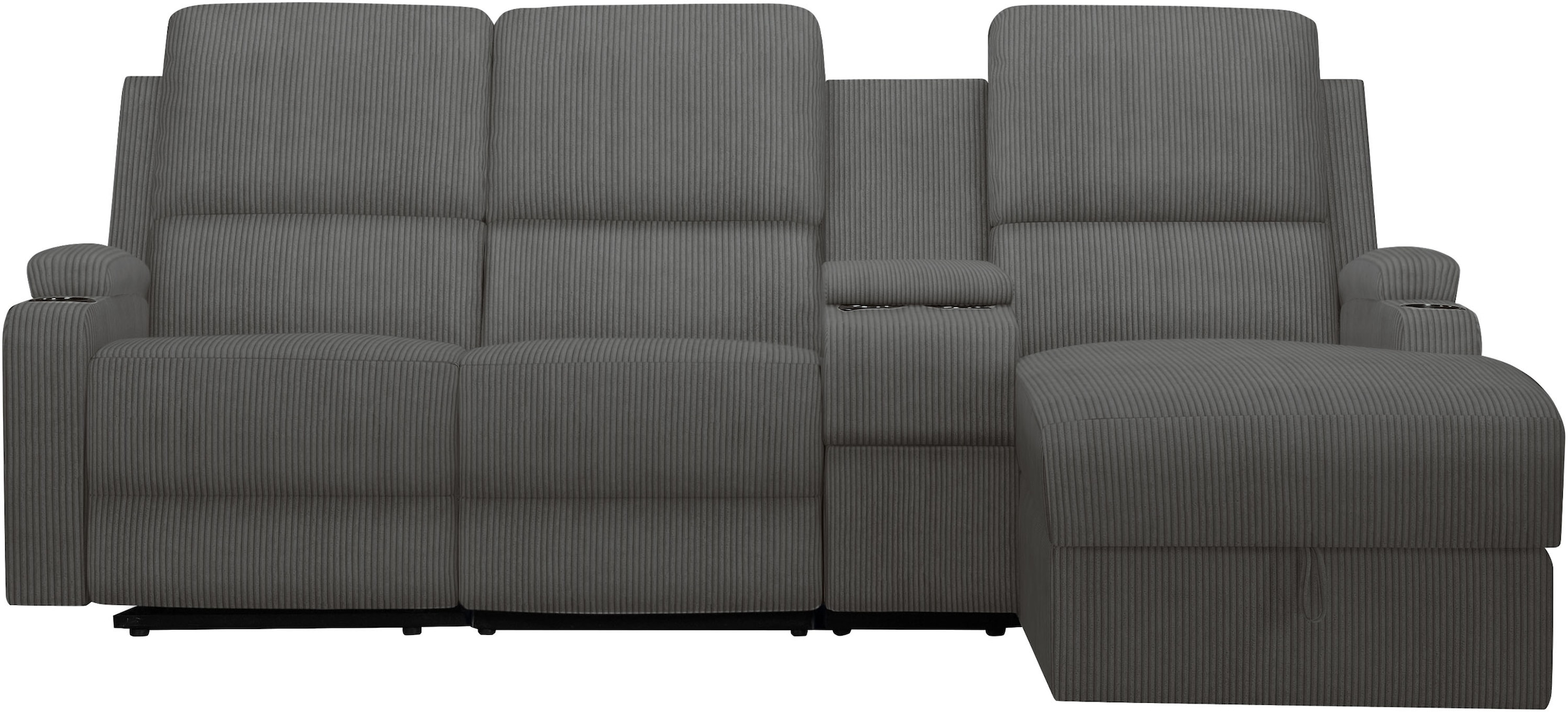 OTTO home Ecksofa »NAPORI Multimediasofa, 3er Kinosessel XXL, L-Form, Cord« Kinosofa mit Relaxfunktion, Getränkehalter, Staufach und Staukasten