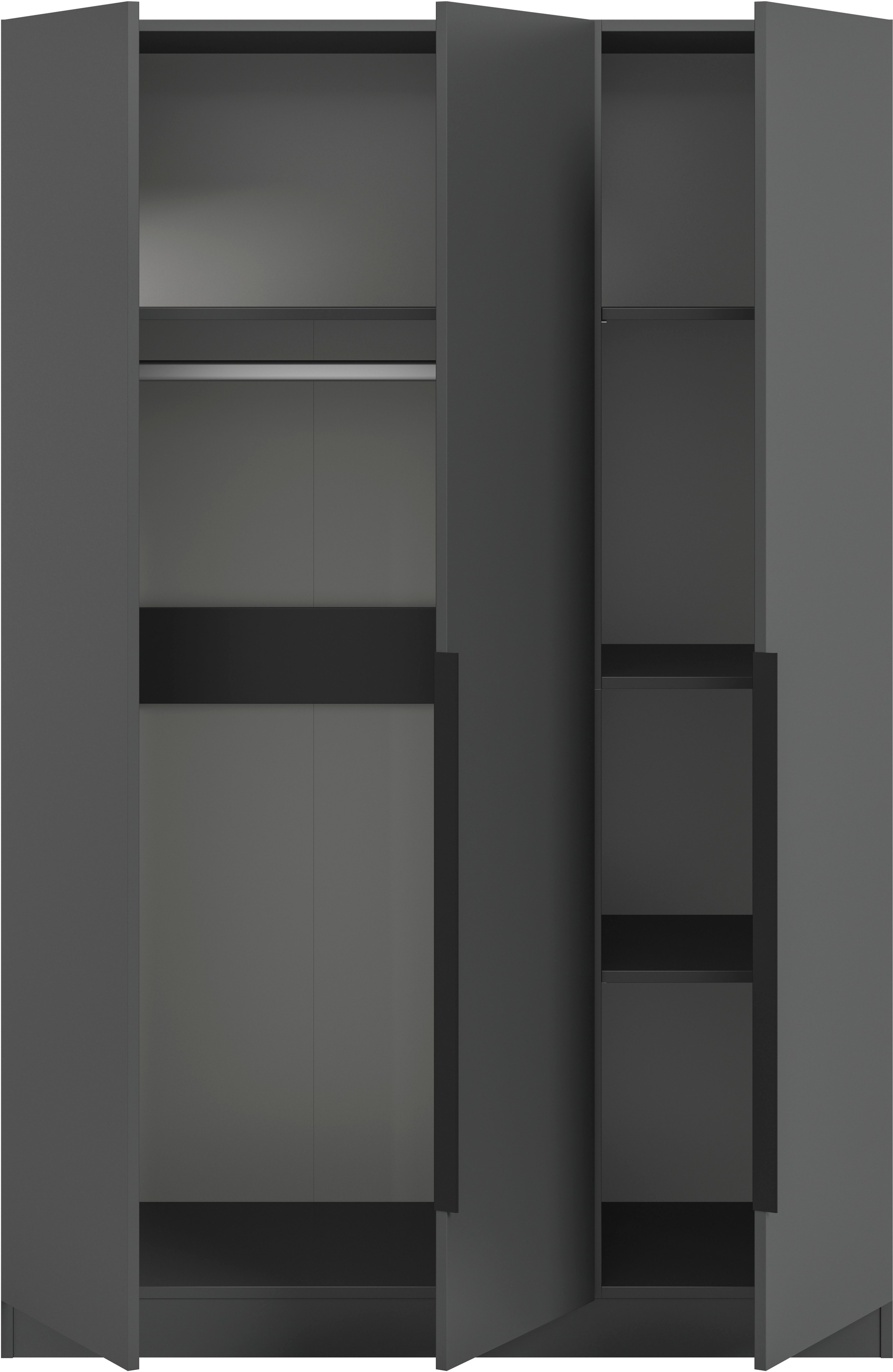 Home affaire Kleiderschrank »Skarde Schlafzimmerschrank, Garderobe, Schrank, Bestseller«, (Otto Bestseller Garderobe Schlafzimmerschrank), Breite: 120 cm, anthrazit, Kleiderstange 4 Böden