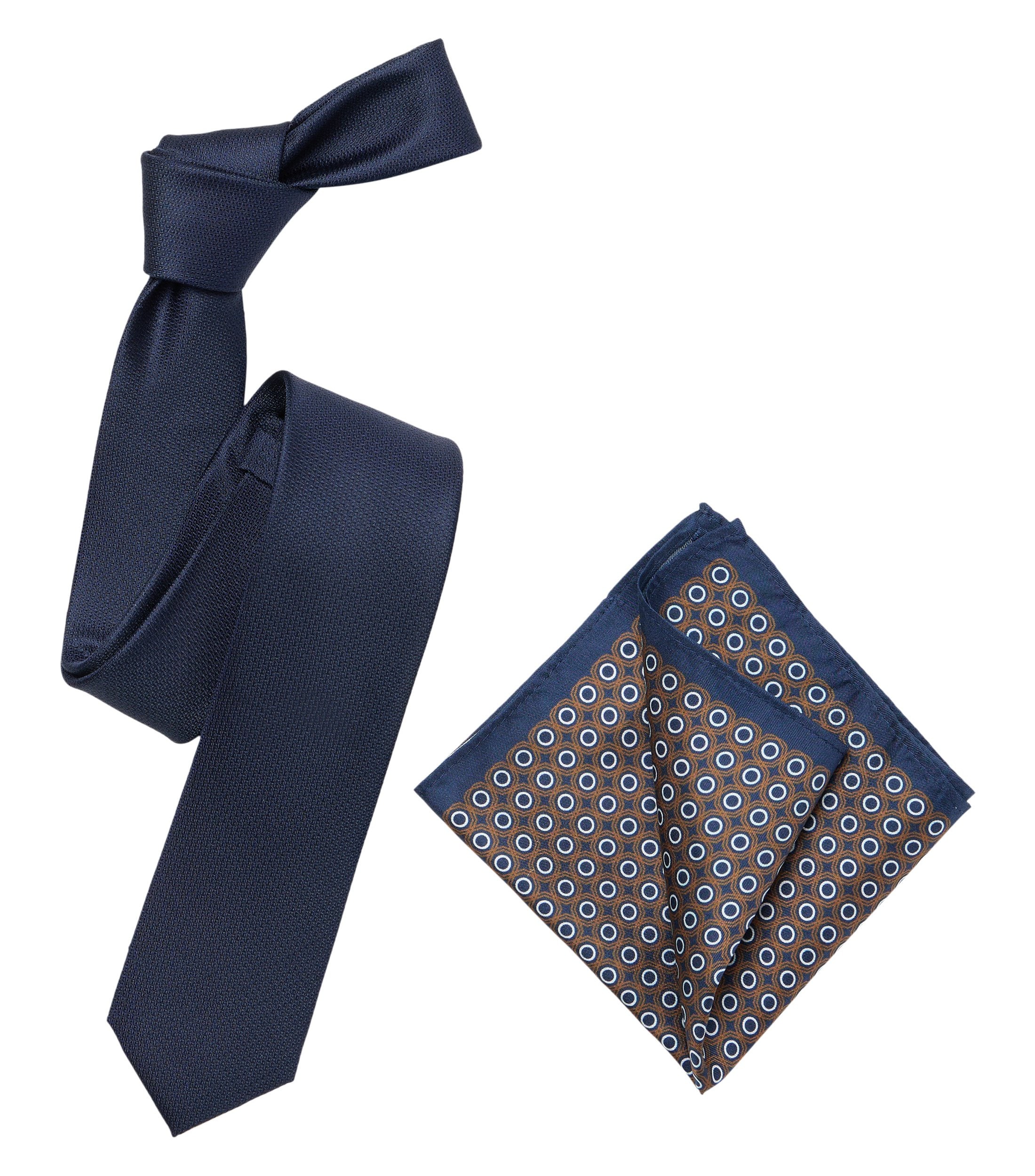 "Krawatte VENTI ""VENTI Set aus Krawatte und Einstecktuch gemustert"", Herren, blau, 100% Seide, Krawatten"