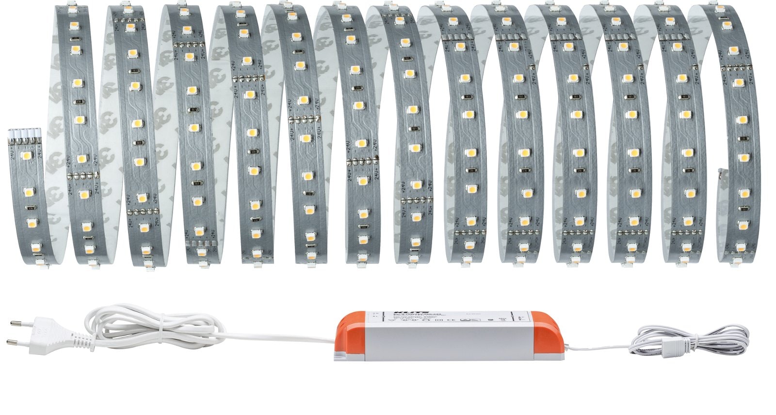 PAULMANN LED-Streifen "MaxLED 500 Basisset 5m IP20 2700K 30W 230/24V 60VA Silber", Flammen 1 Stk., silber, Küche, Lichterketten