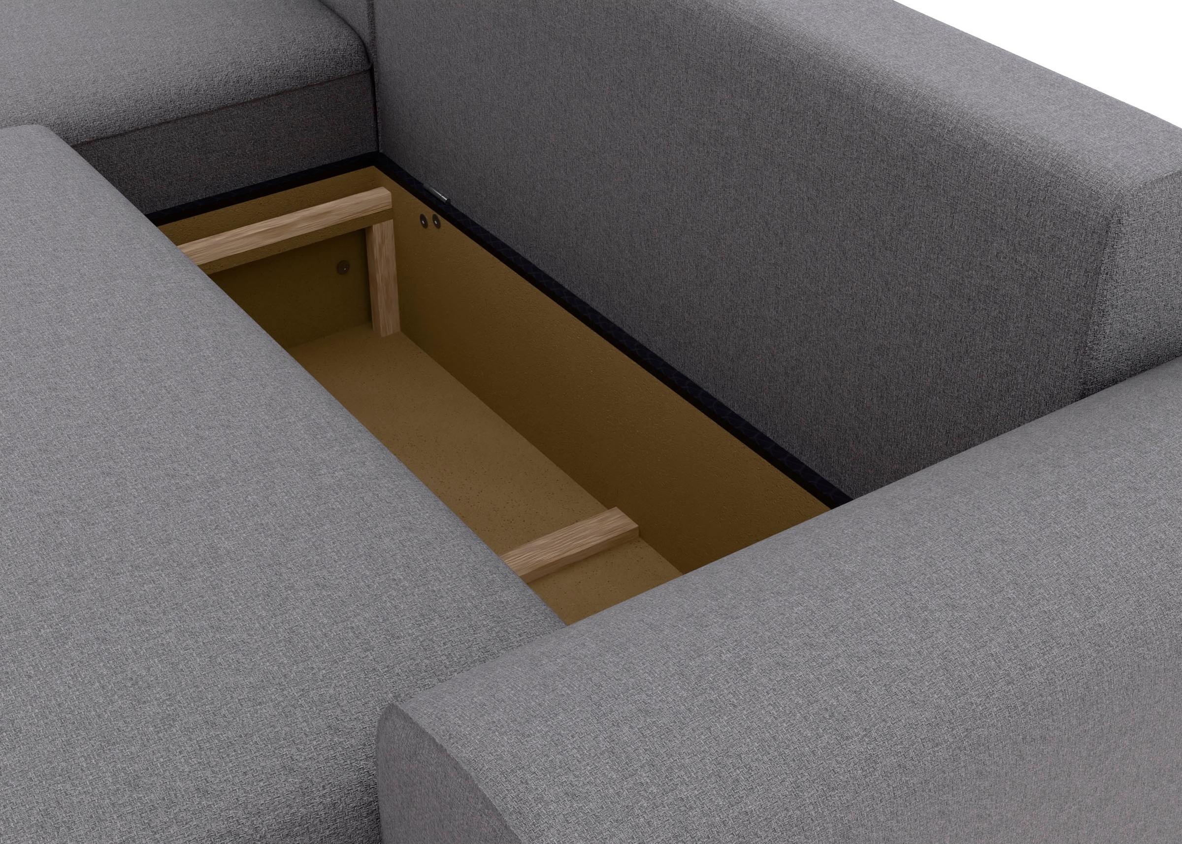 TRENDMANUFAKTUR Ecksofa »Fordon, Schlafsofa mit Bettkasten, Couch in L-Form, Breite 250 cm«, in Struktur LUMOS, 3D-Effekt, anthrazit, Recamiere links