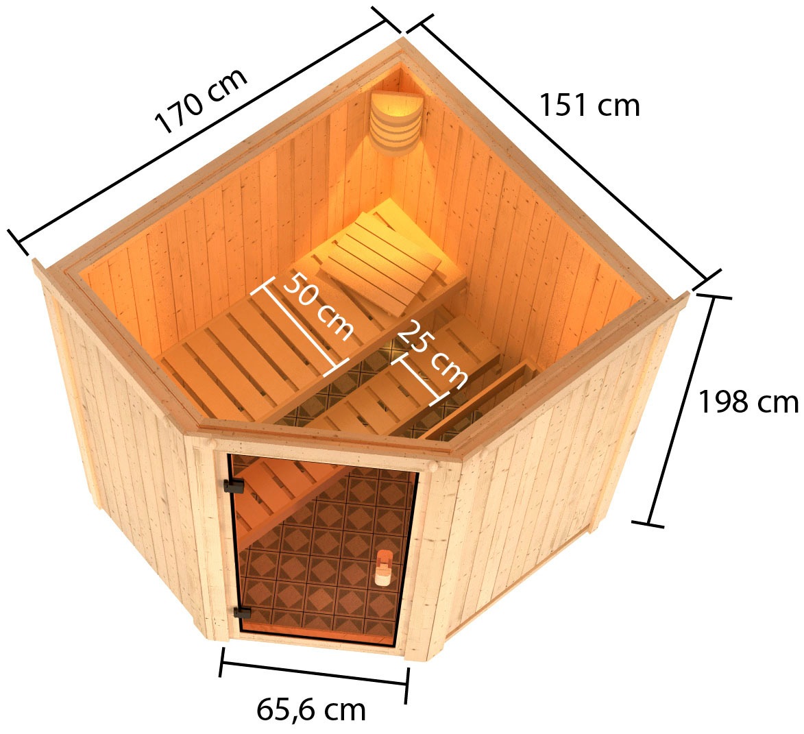 Karibu Sauna »Fausin«, mit Ofen 9 kW integr. Strg.