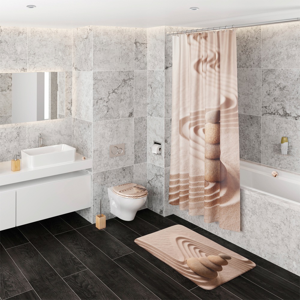 Sanilo Badaccessoire-Set »Zen«, (Komplett-Set, 3 tlg.), bestehend aus WC-Sitz, Badteppich und Waschbeckenstöpsel
