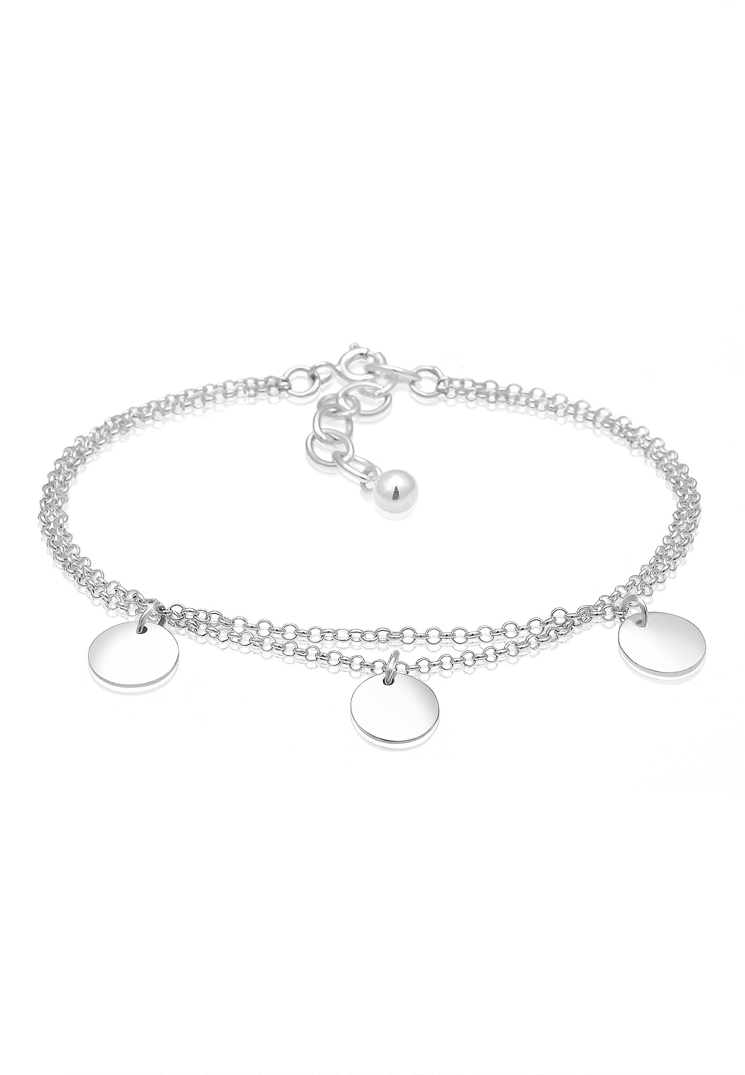 ELLI Damen Armkette "Armband 2-reihig mit Plättchen 925 Silber", Silber 925 (Sterlingsilber), silber, Silber 925 (Sterlingsilber), Armbänder